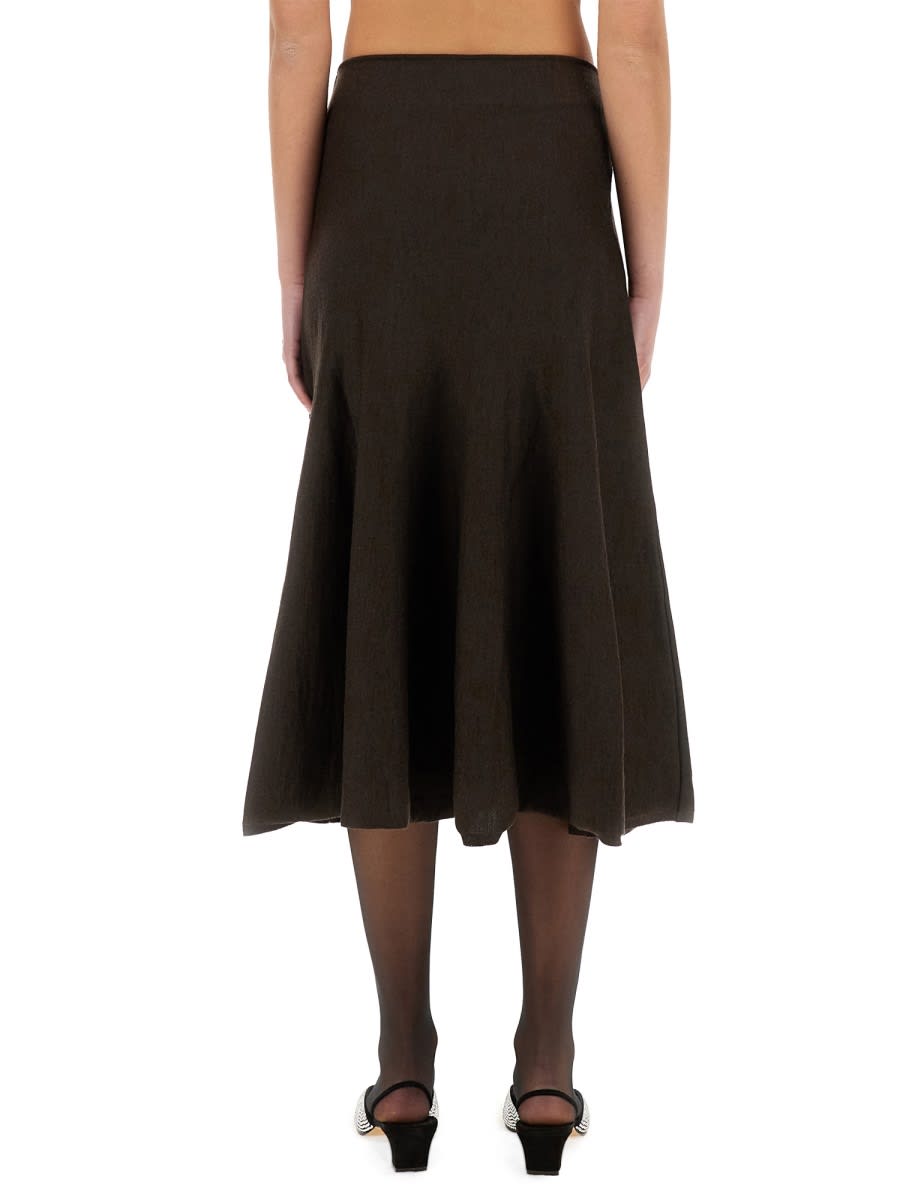 Khaite Mayu Fine Wool Blend Knit Midi Skirt In Black