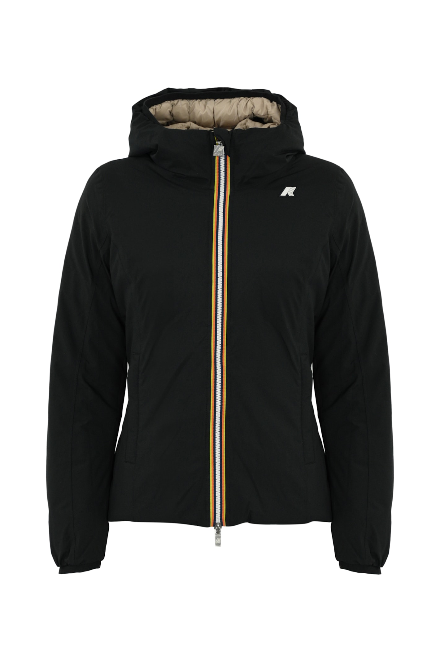 Shop K-way Lily St Thermo Reversible Jacket In Black P - Beige G