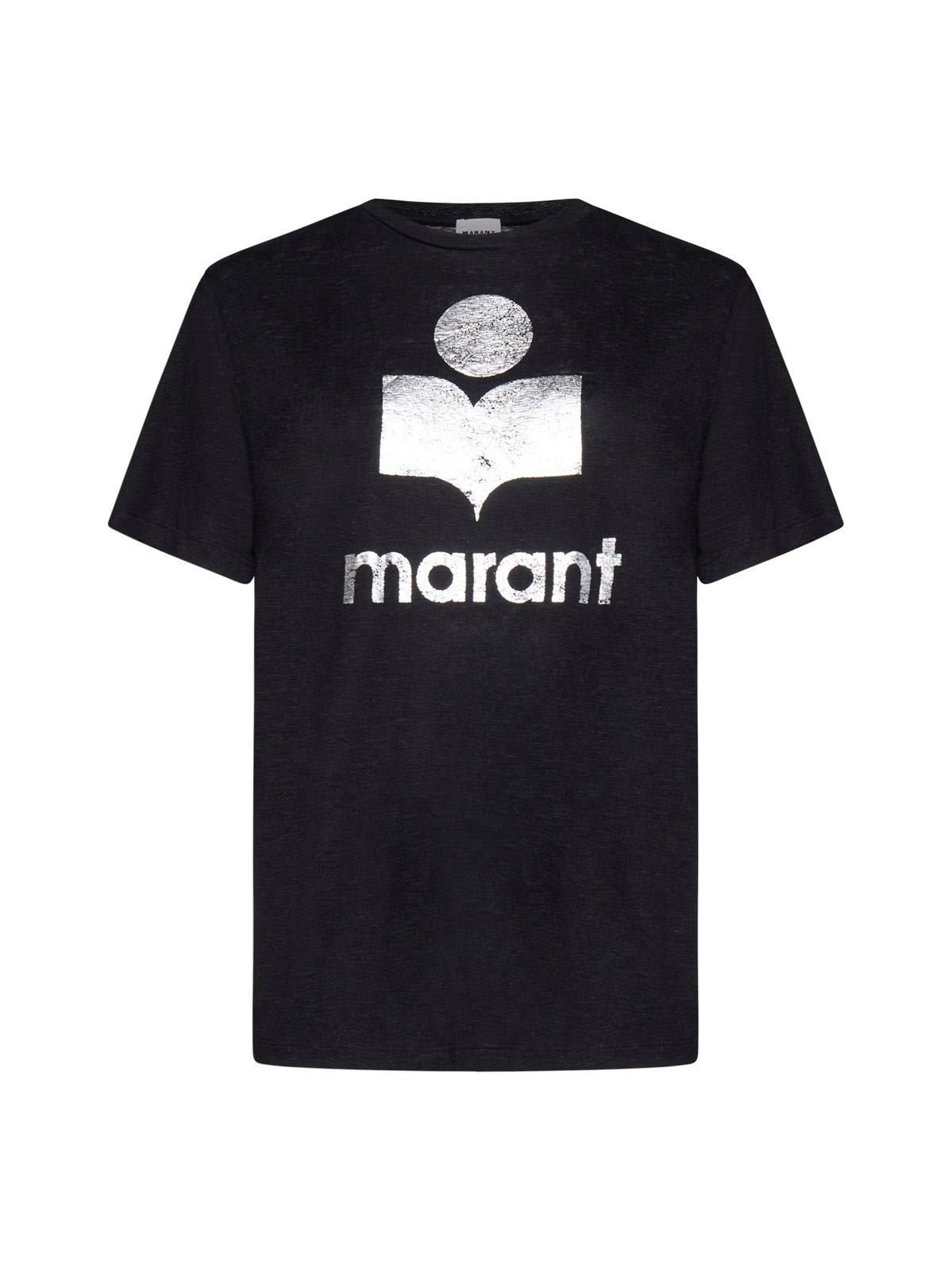 Isabel Marant Étoile Isabel Marant Etoile Zewel T Shirt With Metallic Logo Print In Black