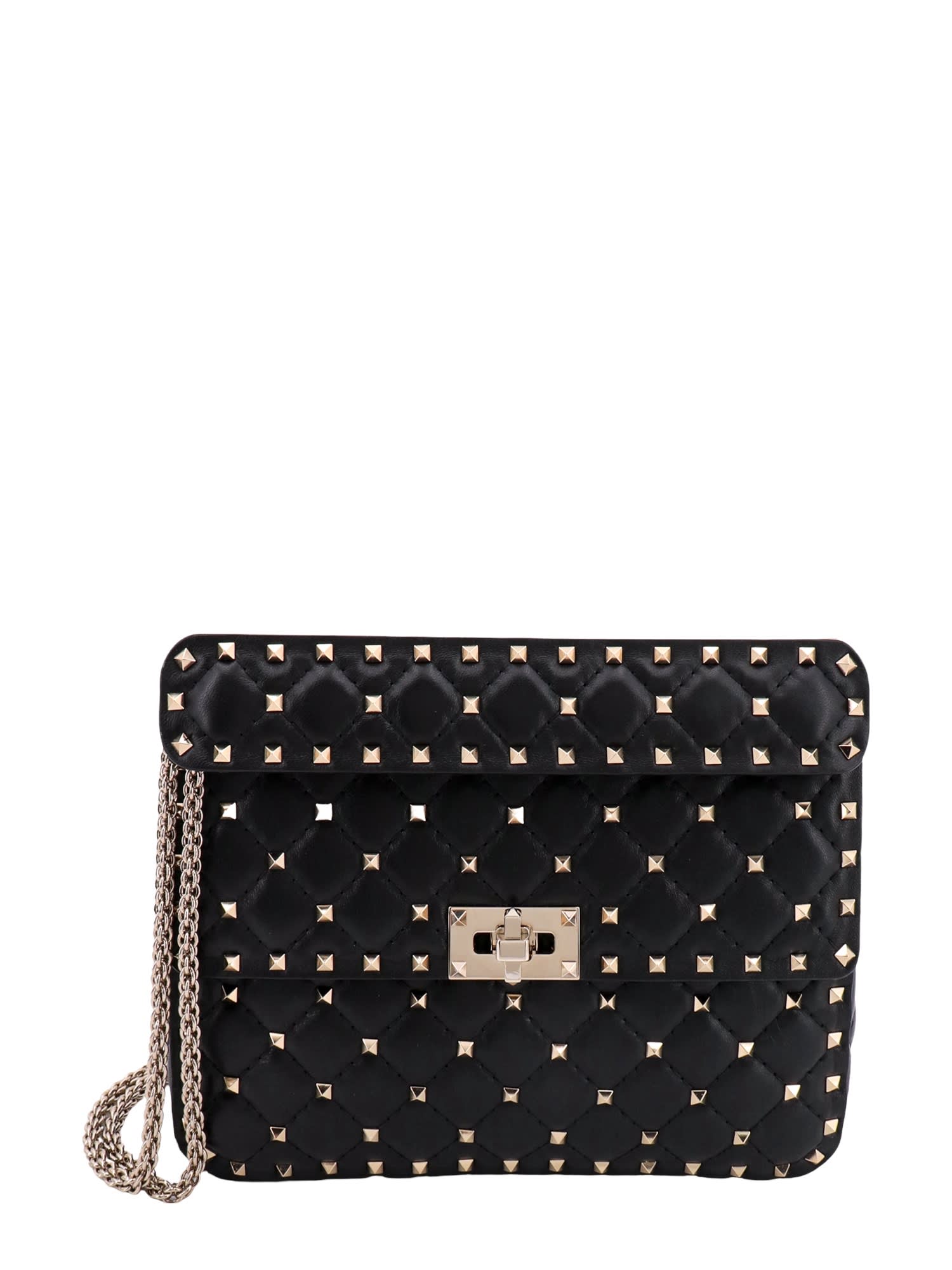 Shop Valentino Rockstud Spike Shoulder Bag In Black