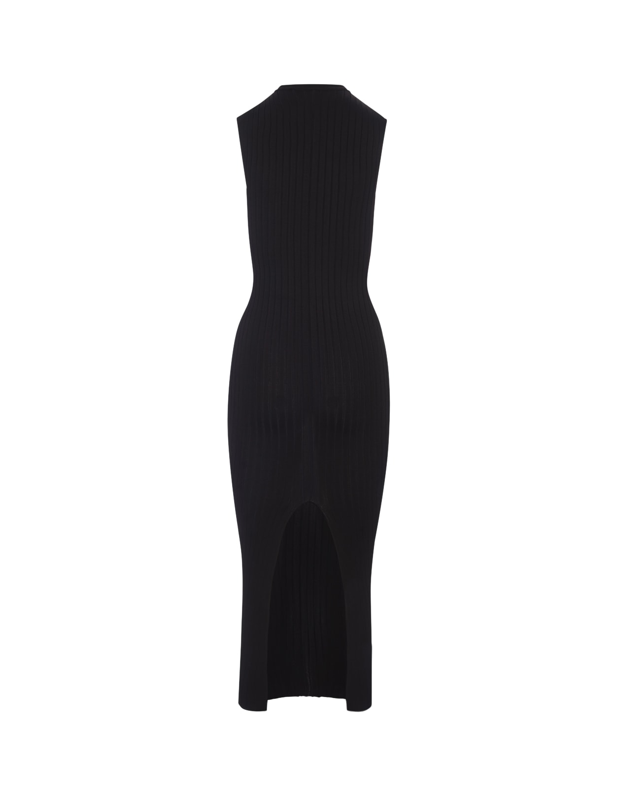 Shop Marni Black Long Sleeveless Ribbed Knit Dress