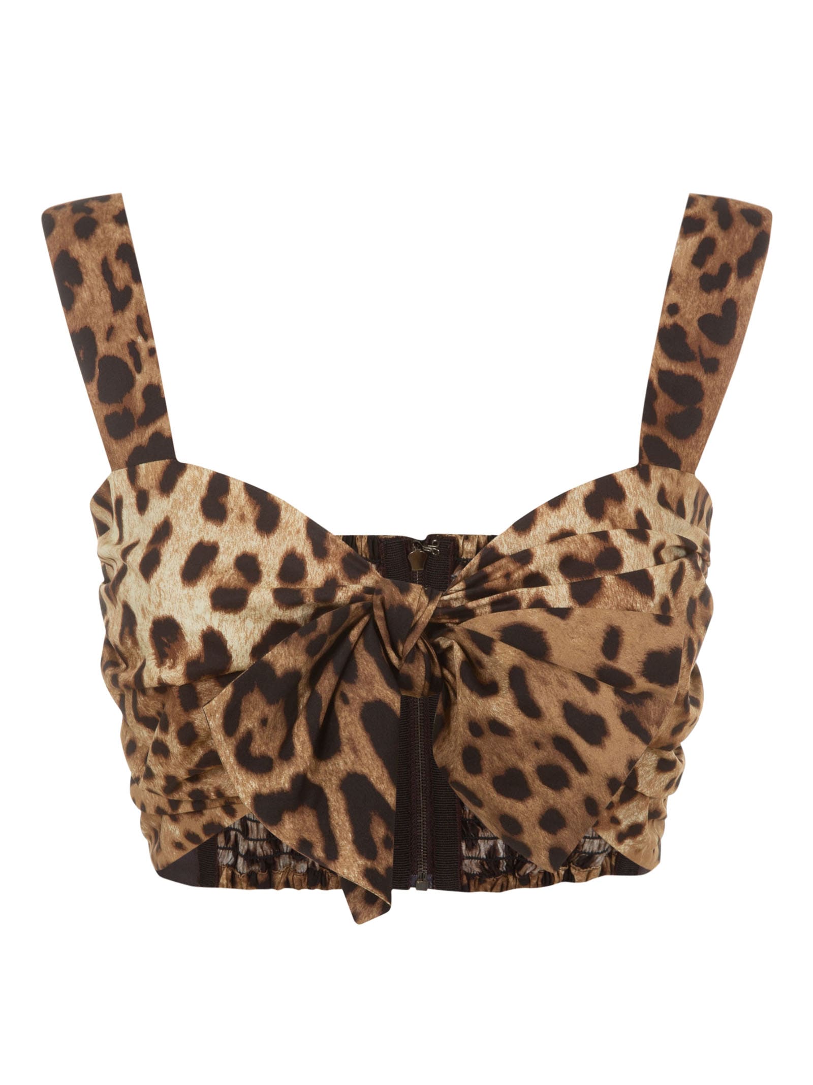 DOLCE & GABBANA BOW FRONT LEOPARD PRINTED TOP,11312466