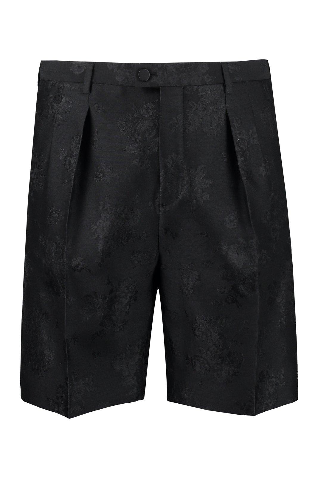 Saint Laurent High Waist Jacquard Shorts In Black