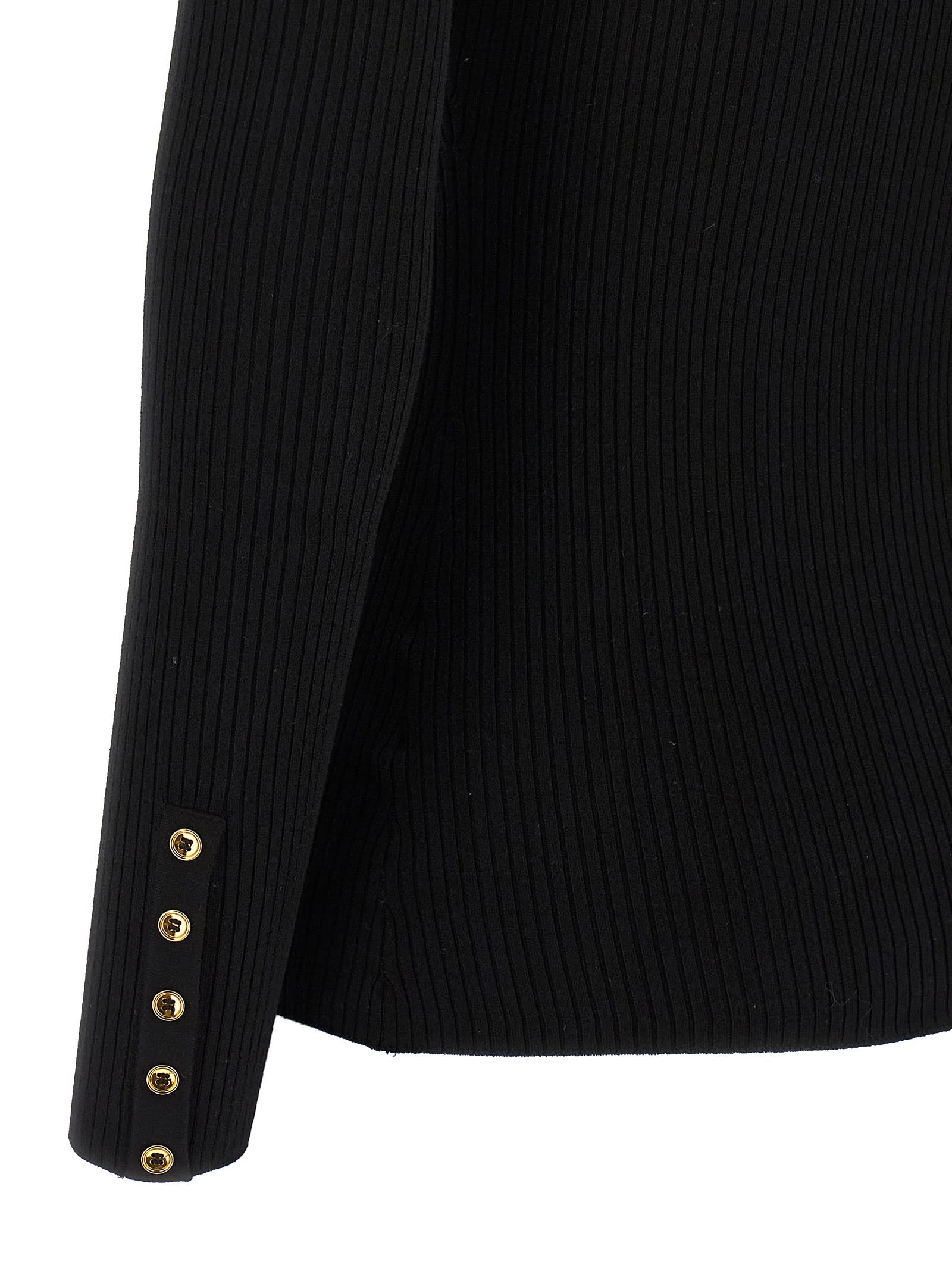 Elisabetta Franchi Ribbed Turtleneck Sweater Sweaters And Cardigans Black In Black