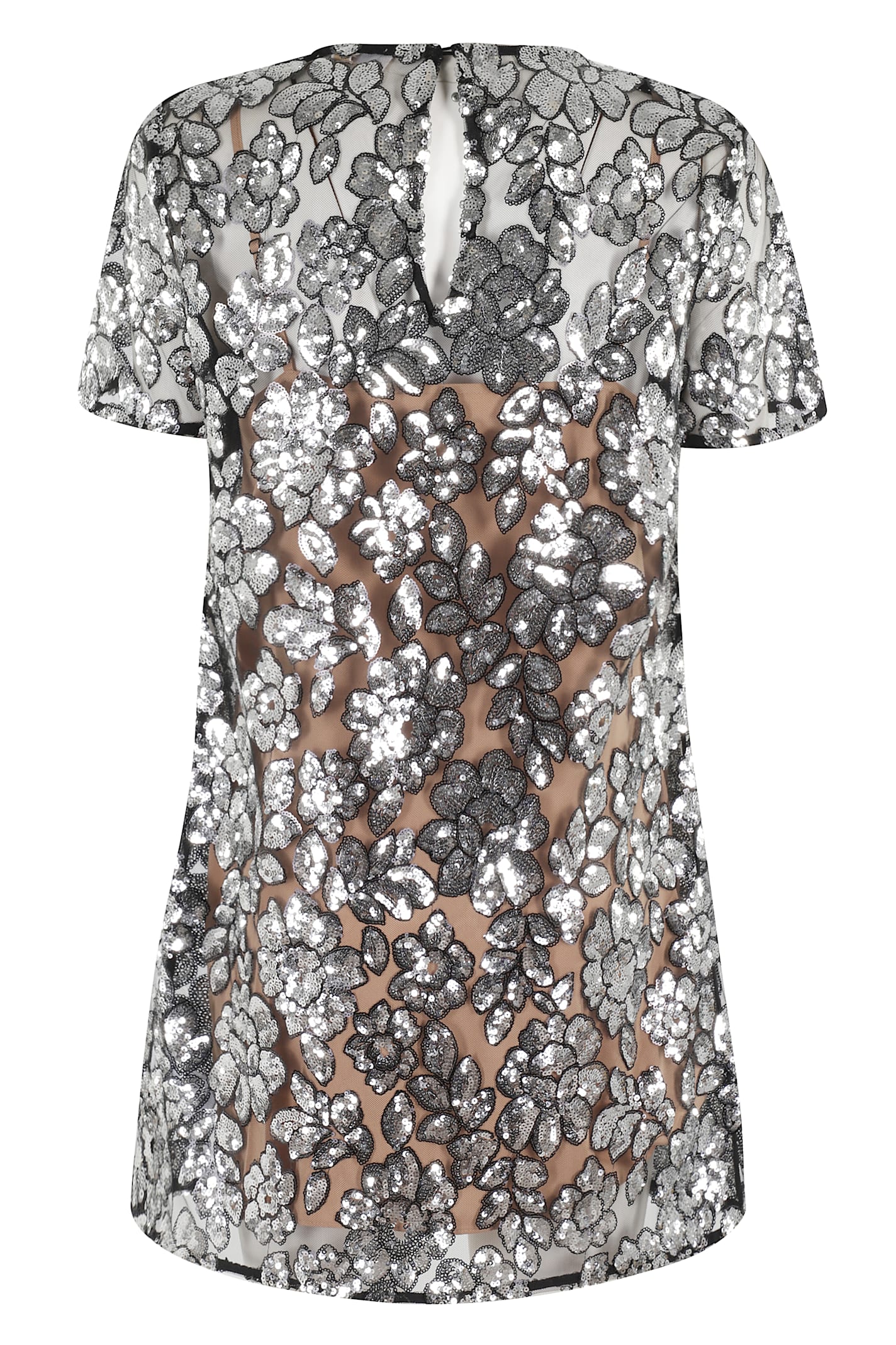Michael Michael Kors Sequin Floral Tshirt Drs In Silver