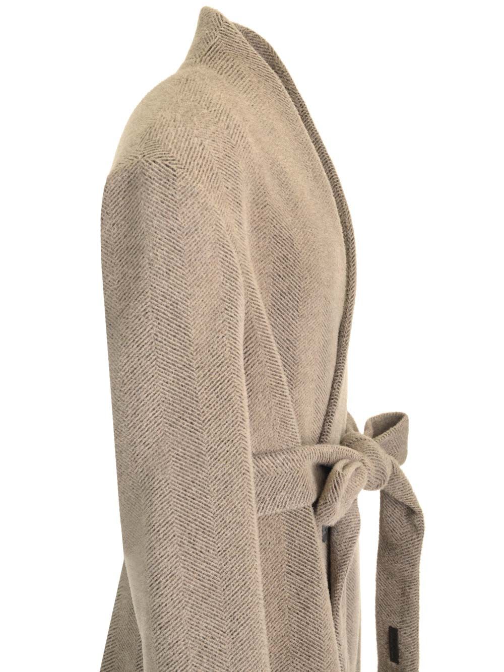 Shop Fear Of God Alpaca Lapelleless Overcoat In Grey