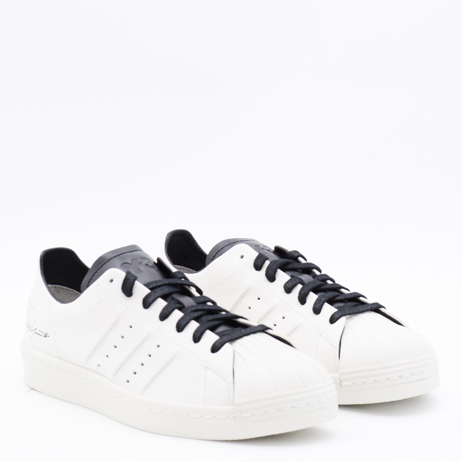 Y-3 White Leathe Superstar Sneakers In White
