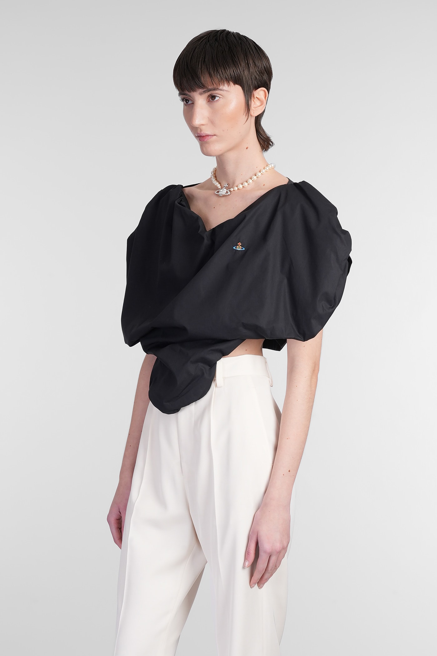 Vivienne Westwood Heart Top In Regenerative Poplin In Black