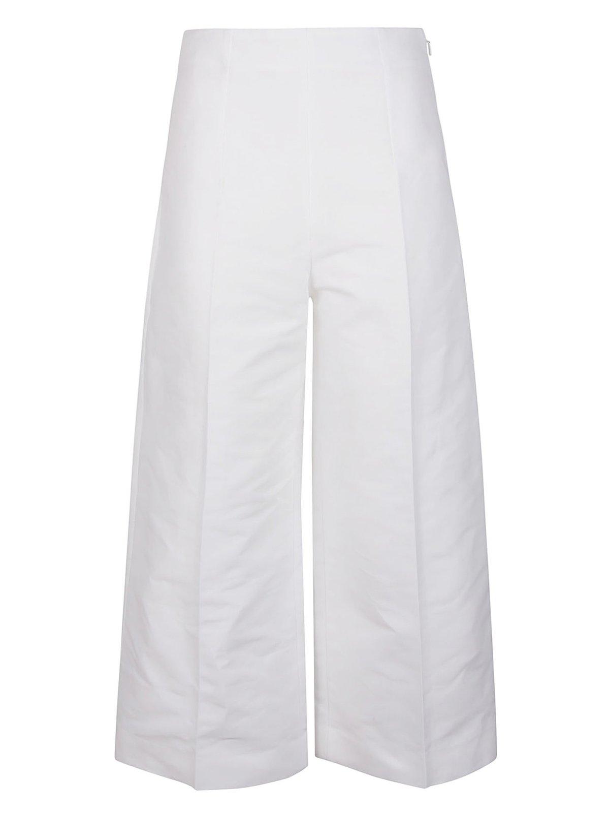 Shop Marni Pressed Crease Cropped Trousers In White