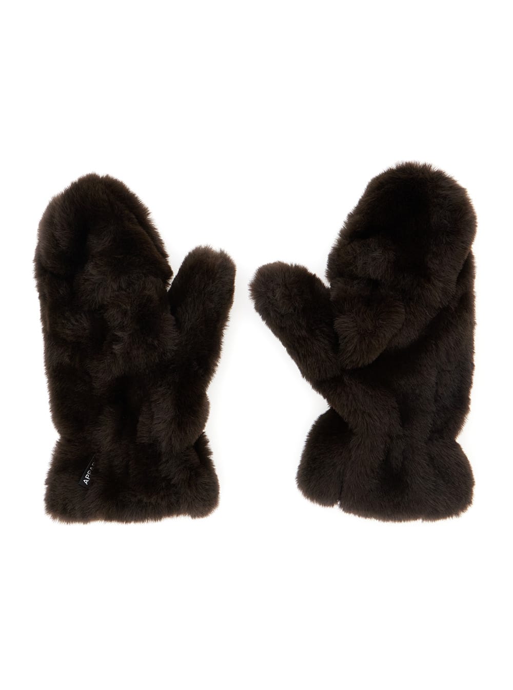 Apparis Coco Faux Fur Mittens In Brown
