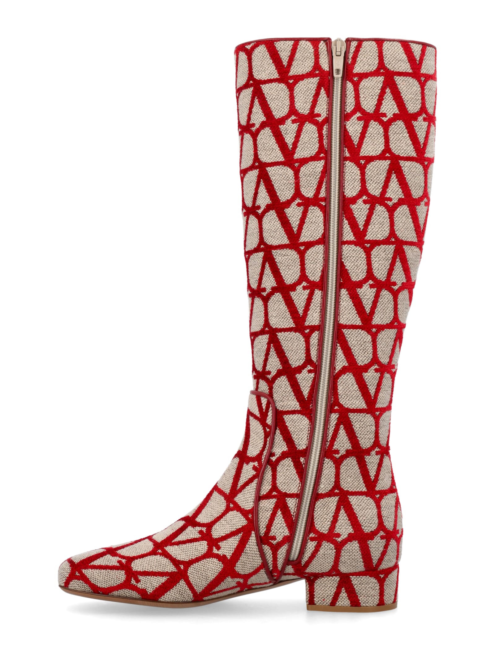 Vlogo Type Boot In Toile Iconographe 30mm for Woman in Beige/red