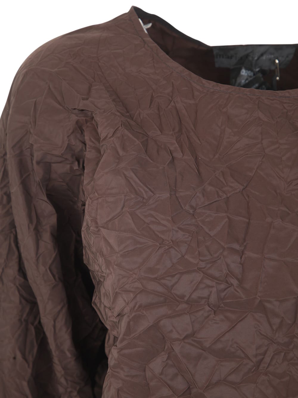 Shop Maria Calderara Crinkled Opaque Taffeta Sweater In Dark Chocolate