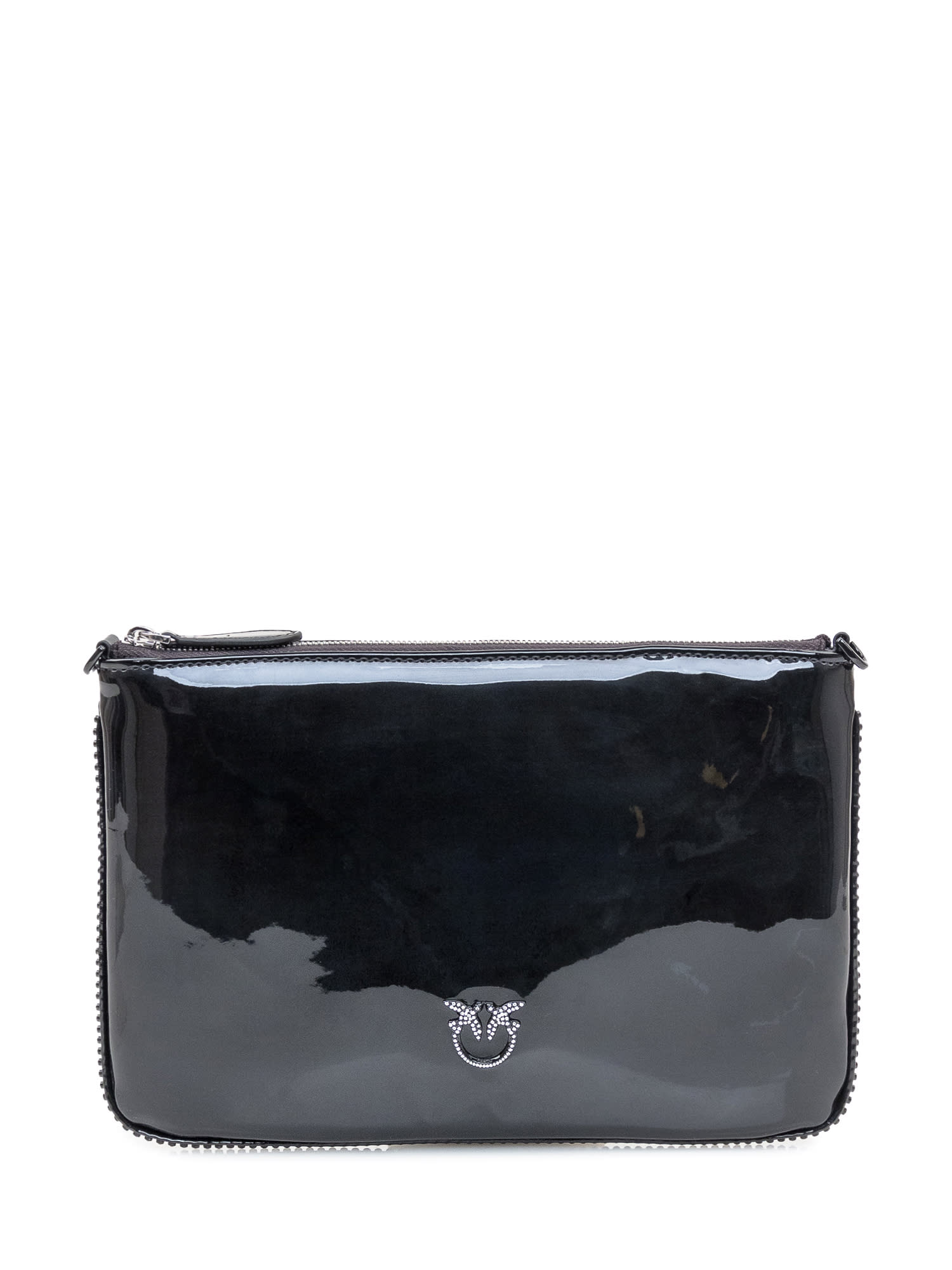 Shop Pinko Flat Classic Pochette In Nero Limousine