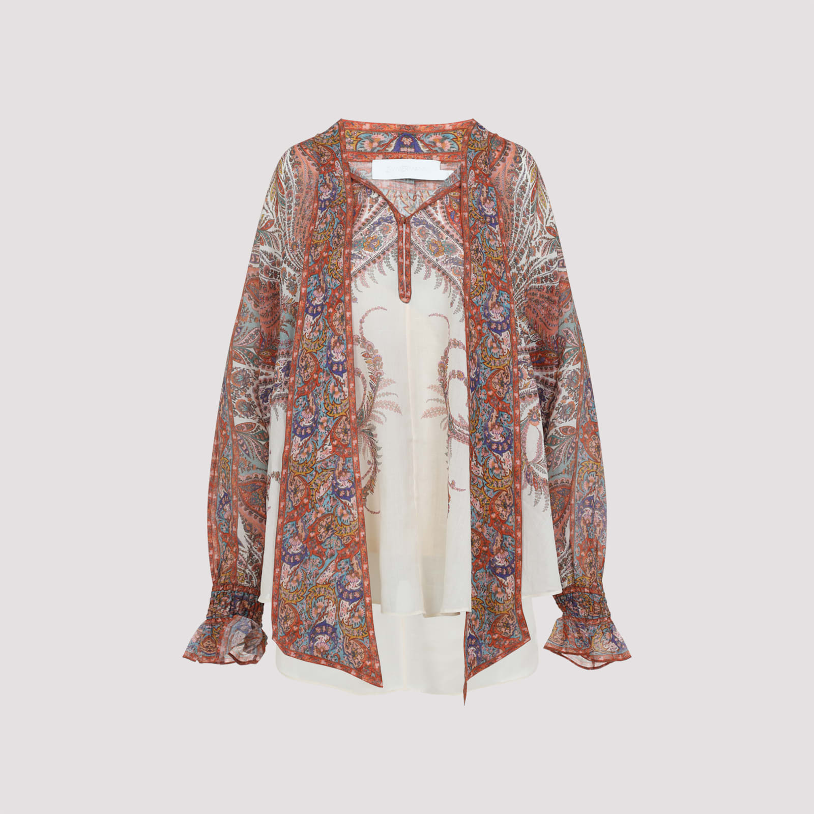 Zimmermann Rhiannon Tie Neck Blouse In Brown