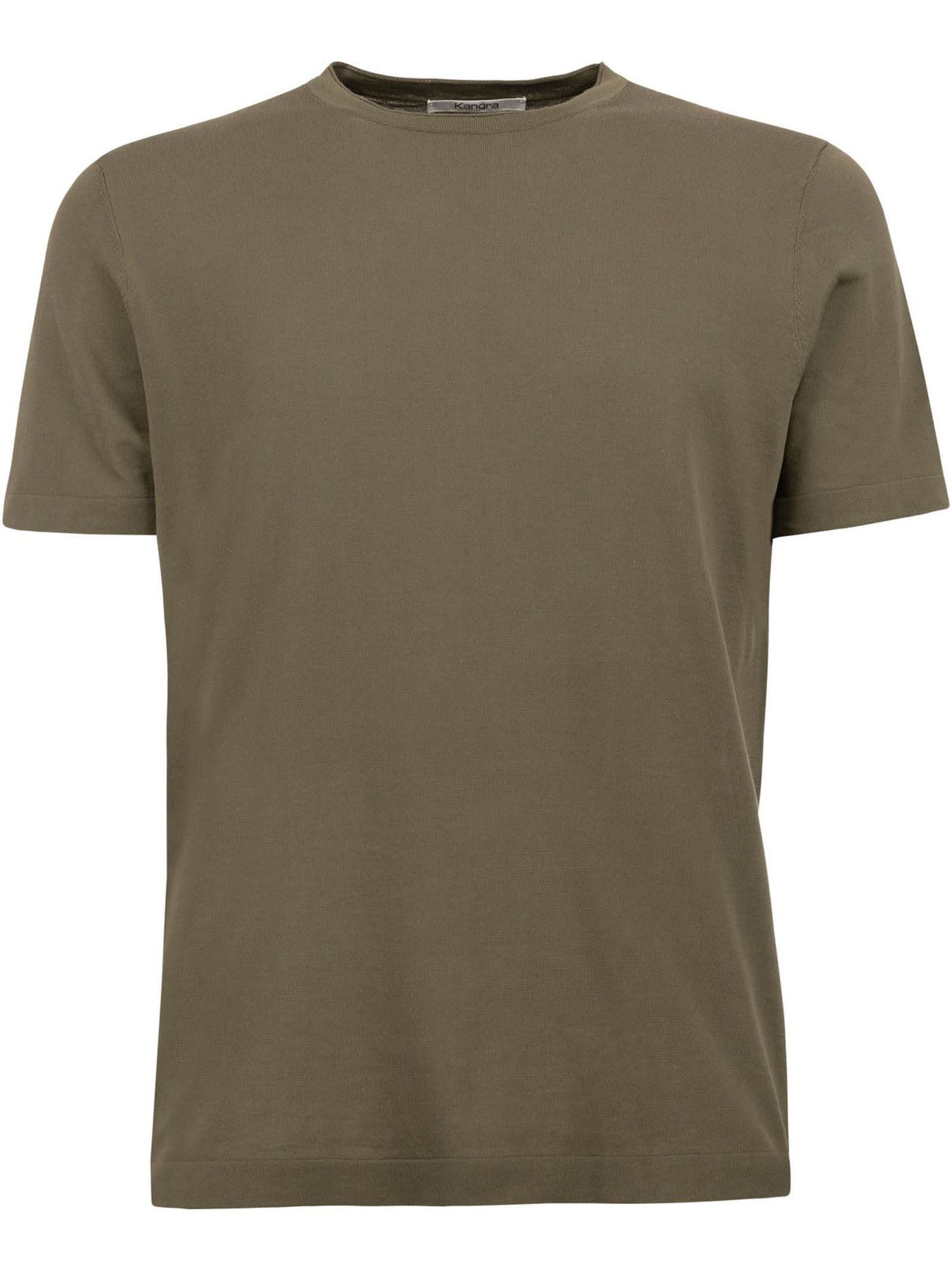 Shop Kangra Green Cotton Ribbed T-shirt