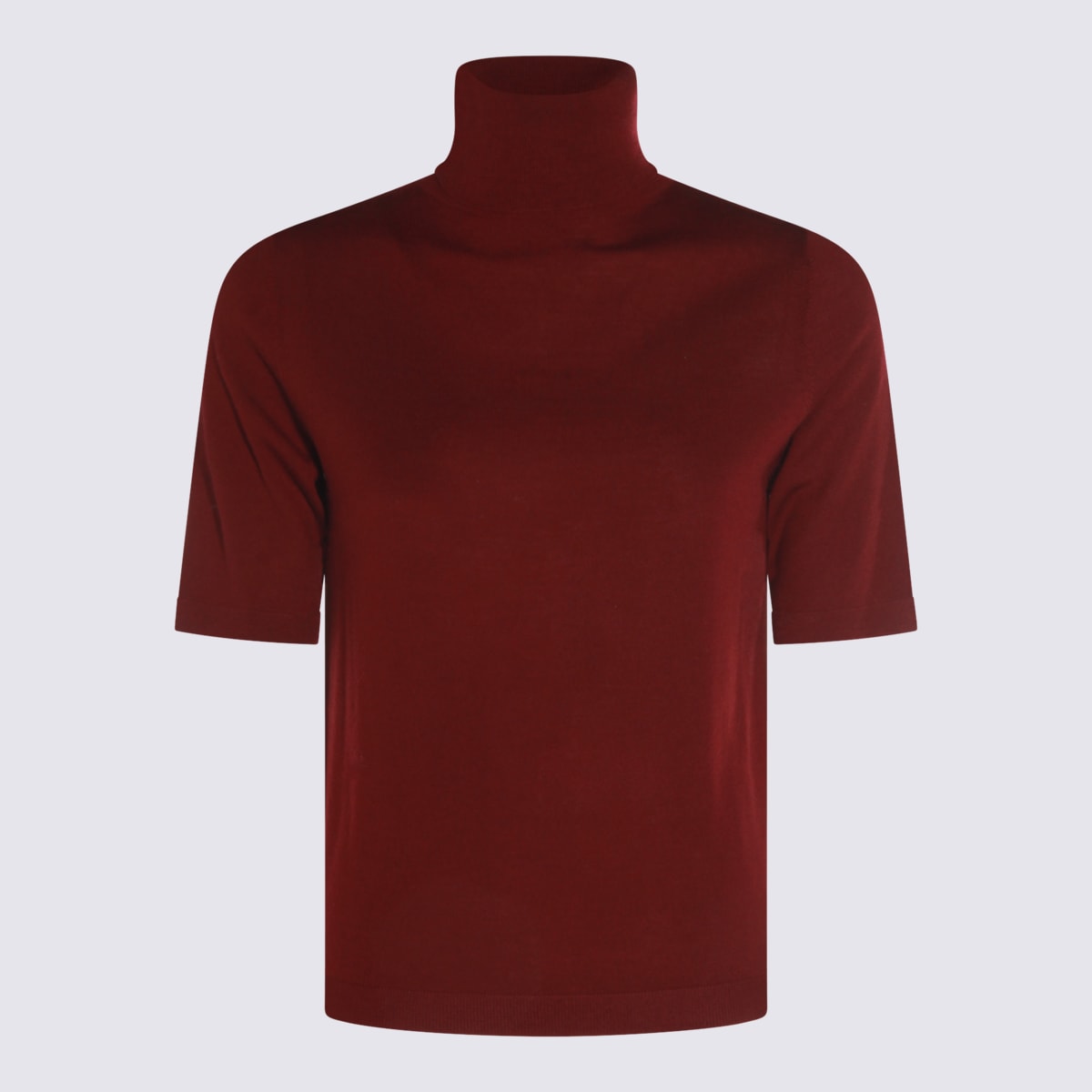 Allude Turtleneck Short-sleeve Sweater In Red