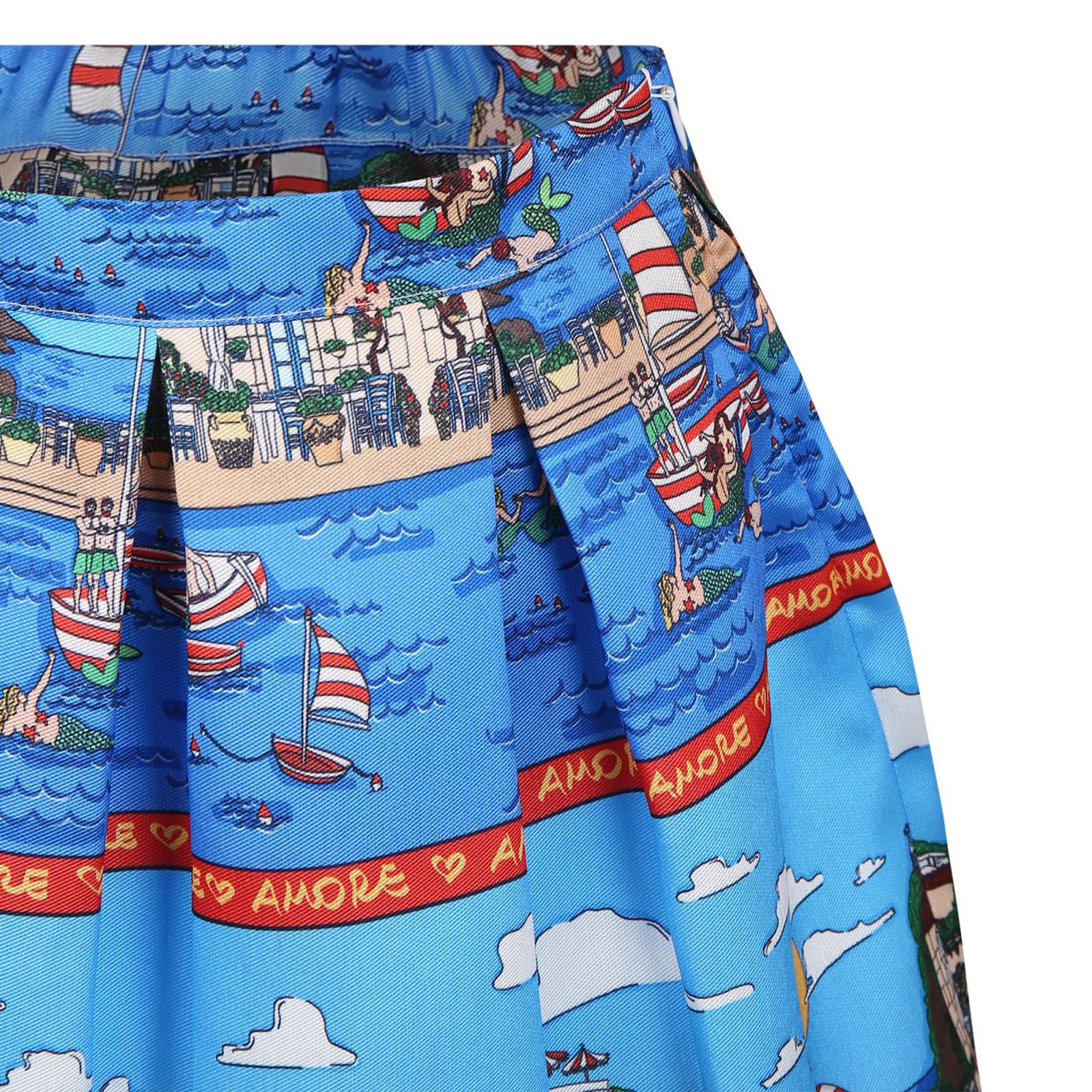 Shop Alessandro Enriquez Light Blue Skirt For Girl With Pop Print