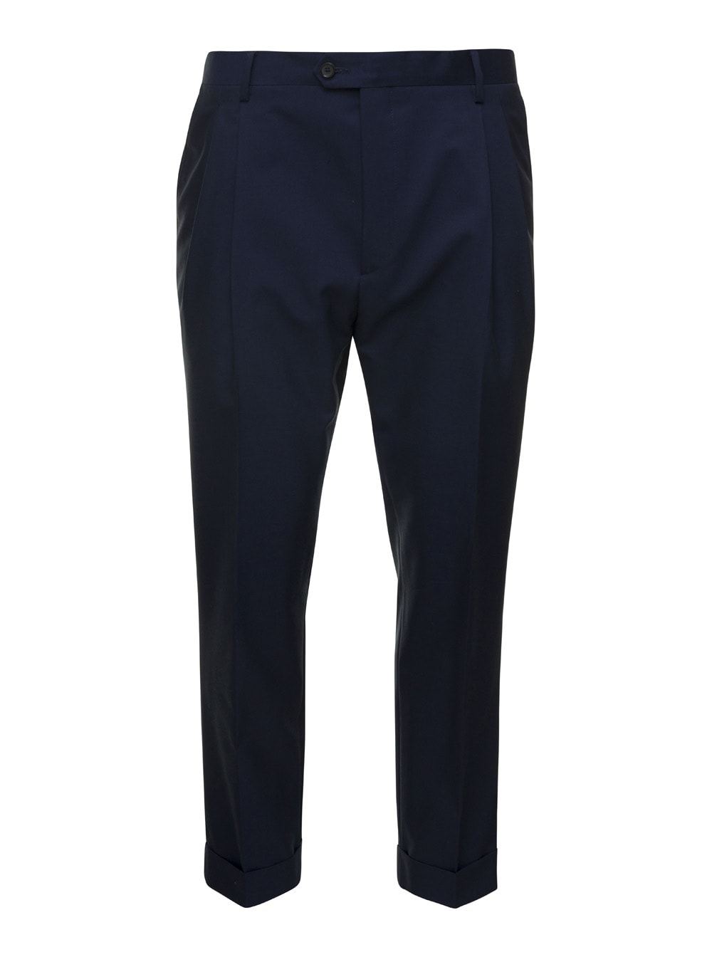 Blue Tailored Trousers In Wool Blend Man