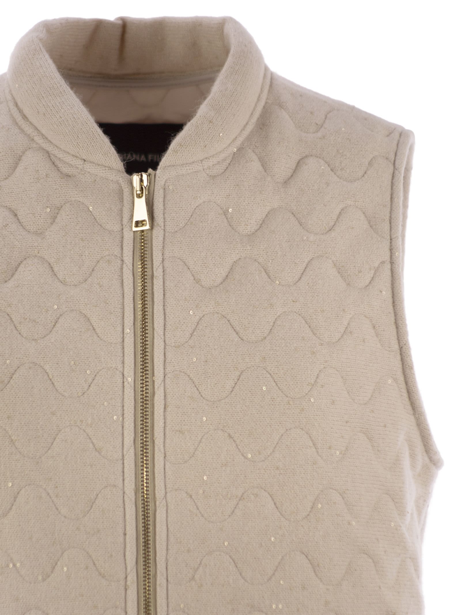 Fabiana Filippi Quilted Yarn And Sequin Waistcoat In Brown