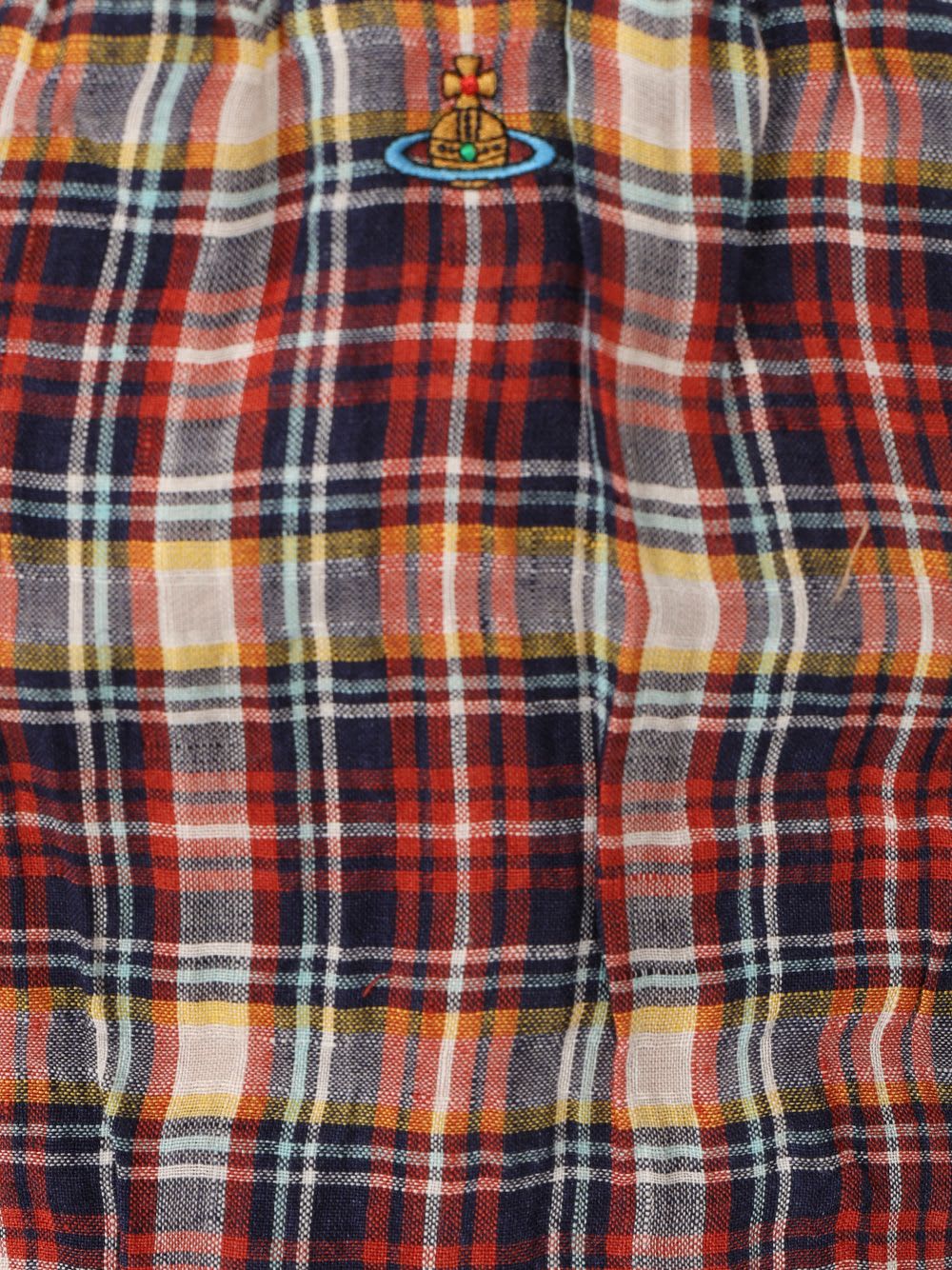 Vivienne Westwood Puppy Mesh-trimmed Checked Linen And Cotton-blend Bustier Top In Multicolor