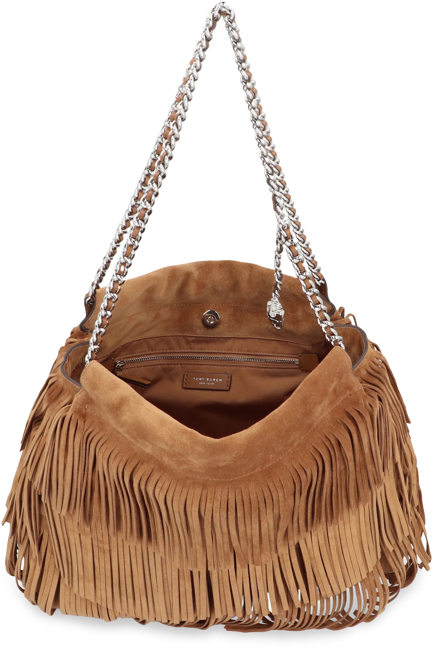 Tory Burch Suede Hobo Bag Chain Strap In Brown