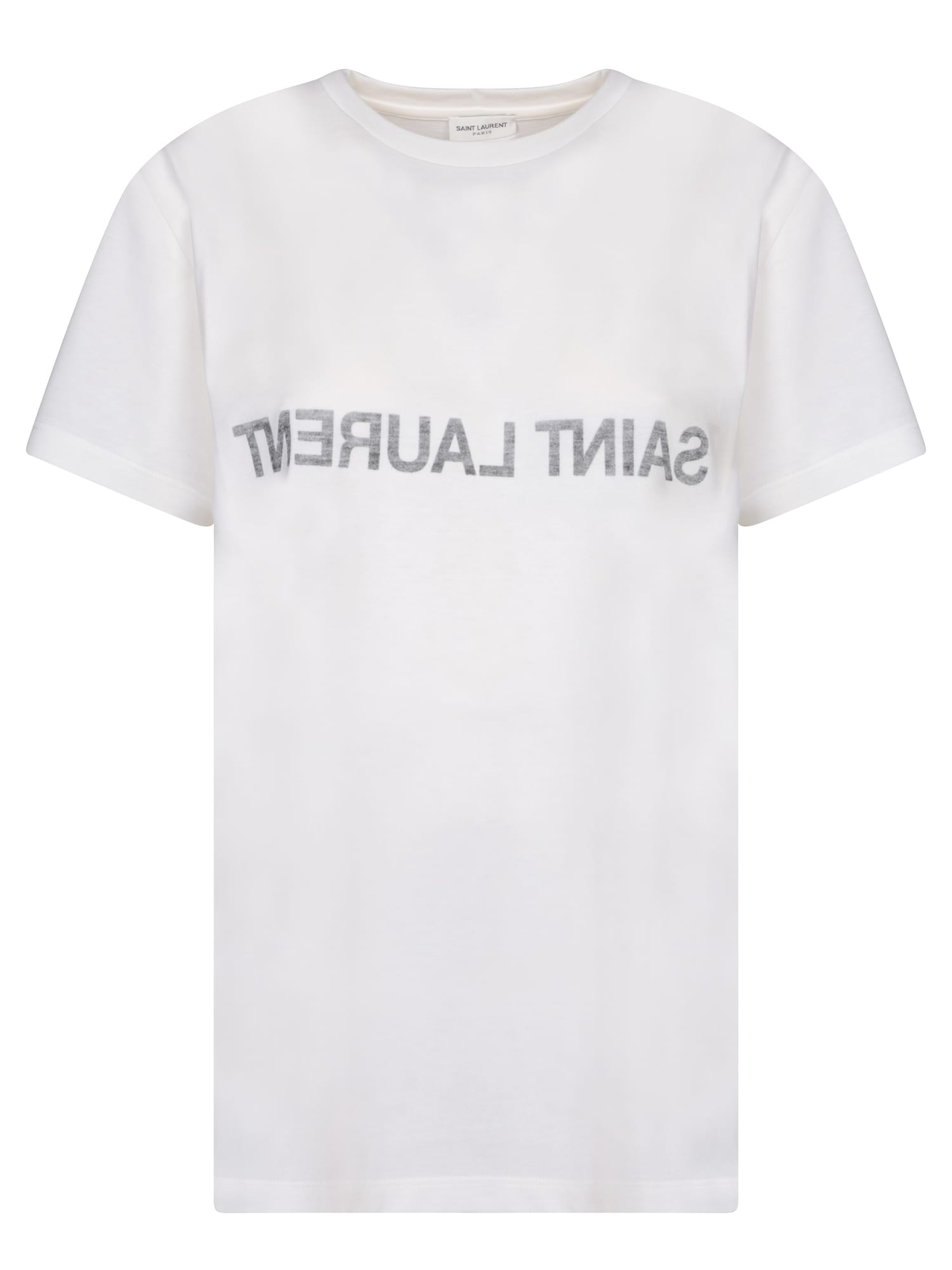 Shop Saint Laurent Reverse Logo White T-shirt