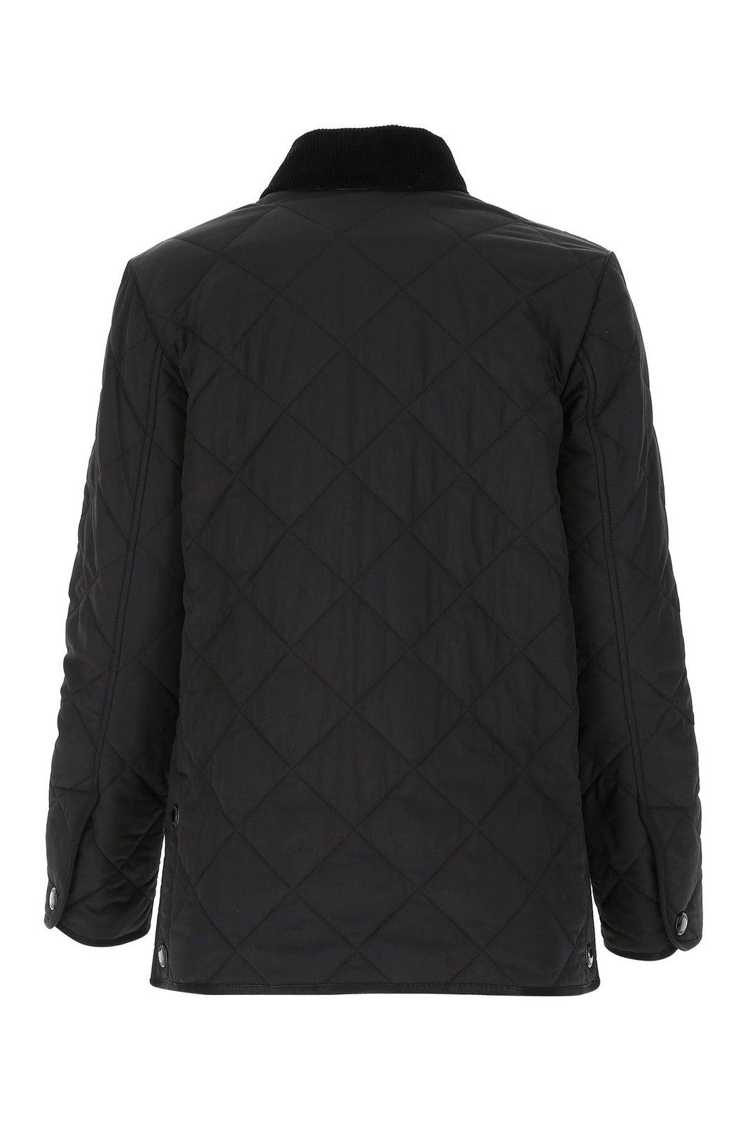 Shop Burberry Long-sleeved Diamond Quilted Jacket In Black