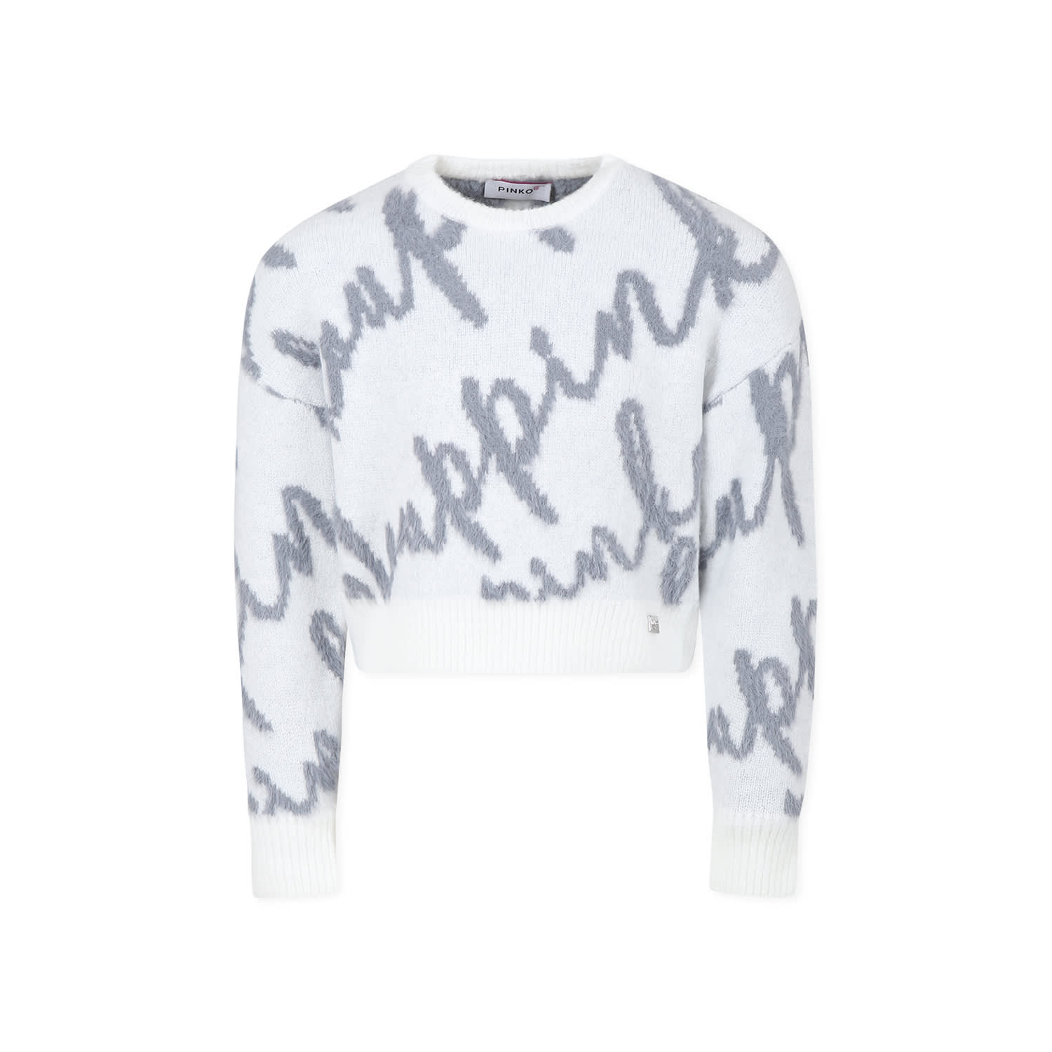 Pinko Kids' White Sweater For Girl With Writing