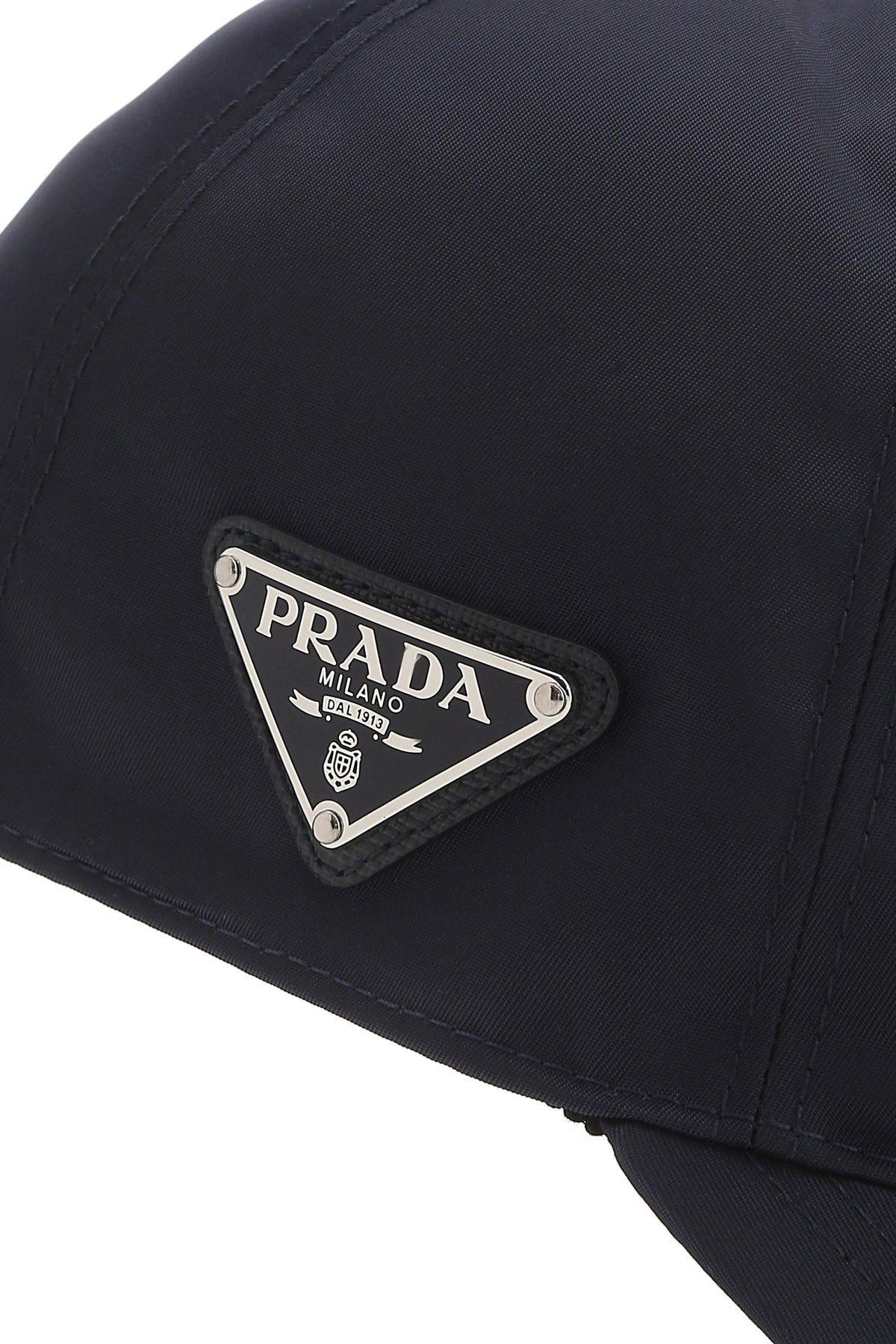 Shop Prada Dark Blue Re-nylon Baseball Cap In Bleu