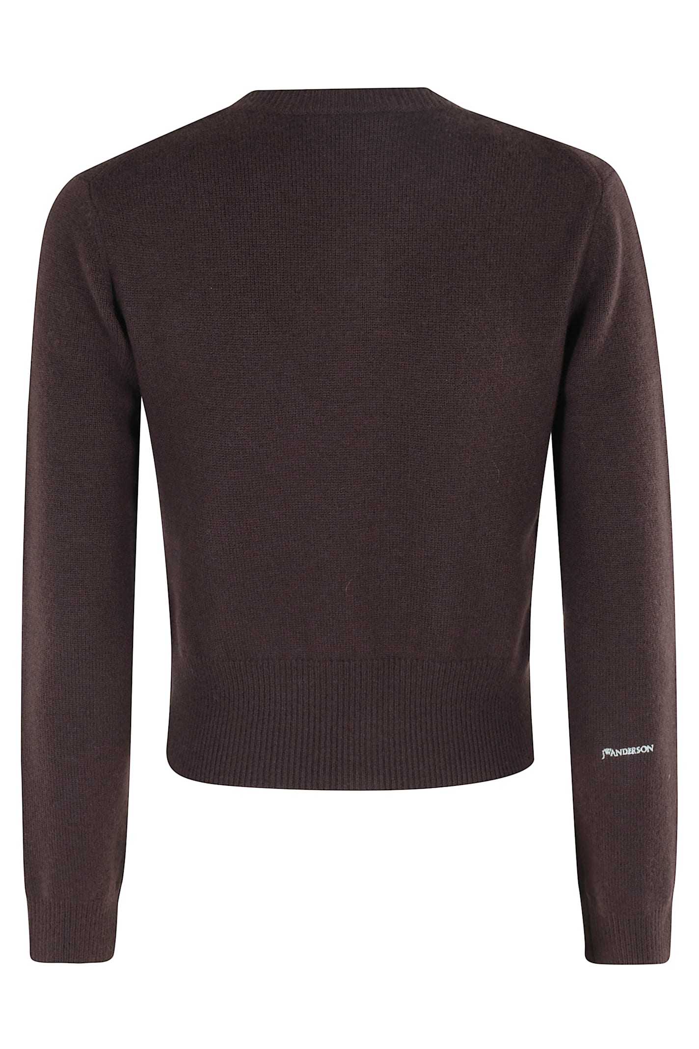 Jw Anderson Contrast Embroidery Cardigan In Brown