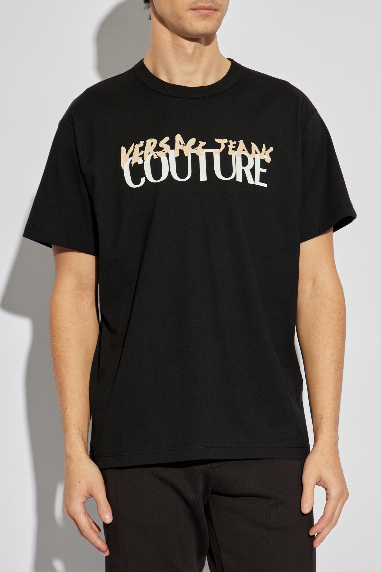 Shop Versace Jeans Couture T-shirt With Printed Logo In Black
