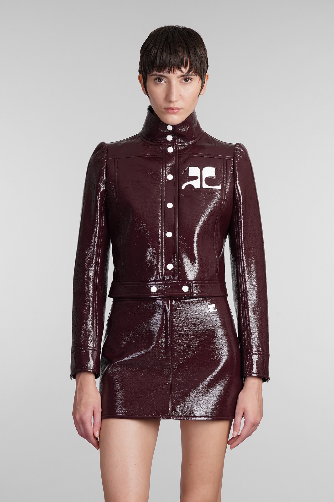 Courrèges Casual Jacket In Bordeaux Polyuretan