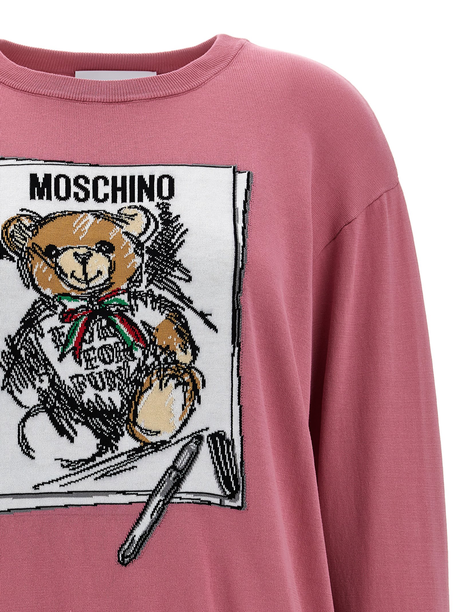 Shop Moschino Teddy Sweater In Pink