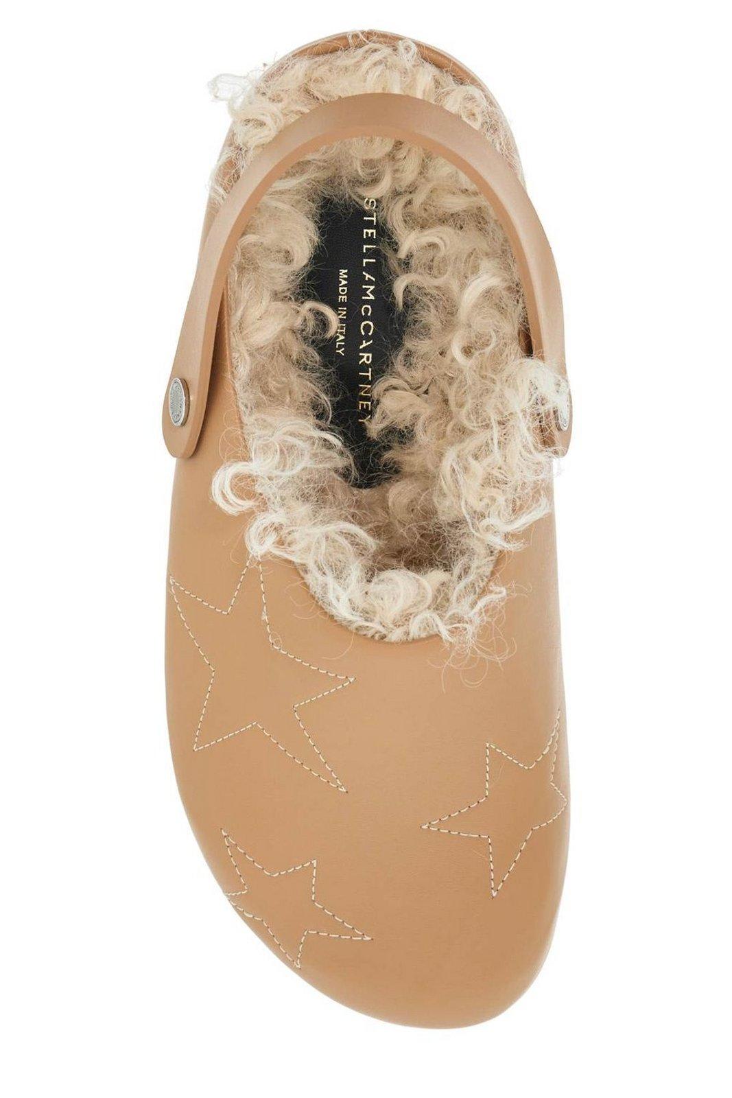 Shop Stella Mccartney Star Stitched Slip-on Slippers In Neutrals