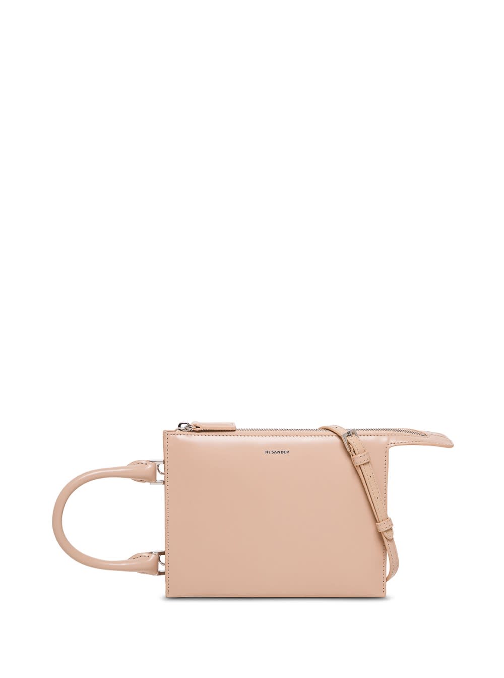 Jil Sander Crossbody Bag In Pink Leather With Logo