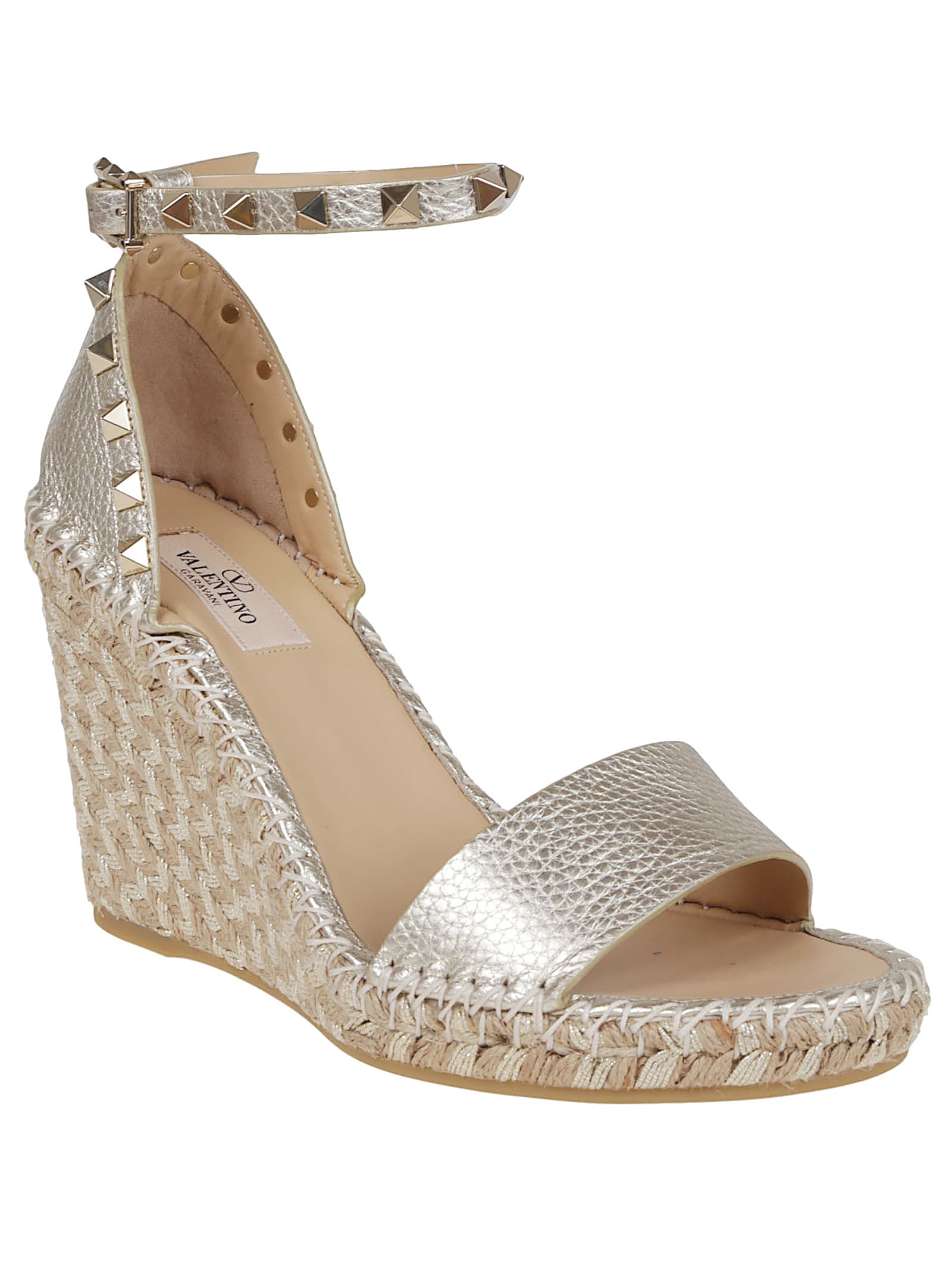 Valentino Wedge Espadrillas In Gold