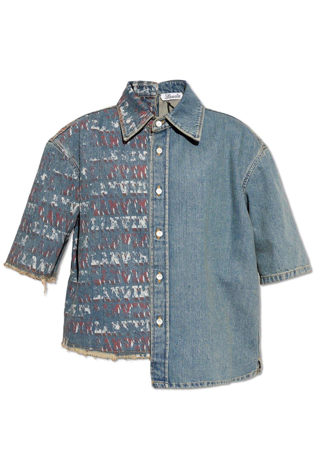 Shop Lanvin X Future Asymmetric Buttoned Denim Shirt In Light Blue
