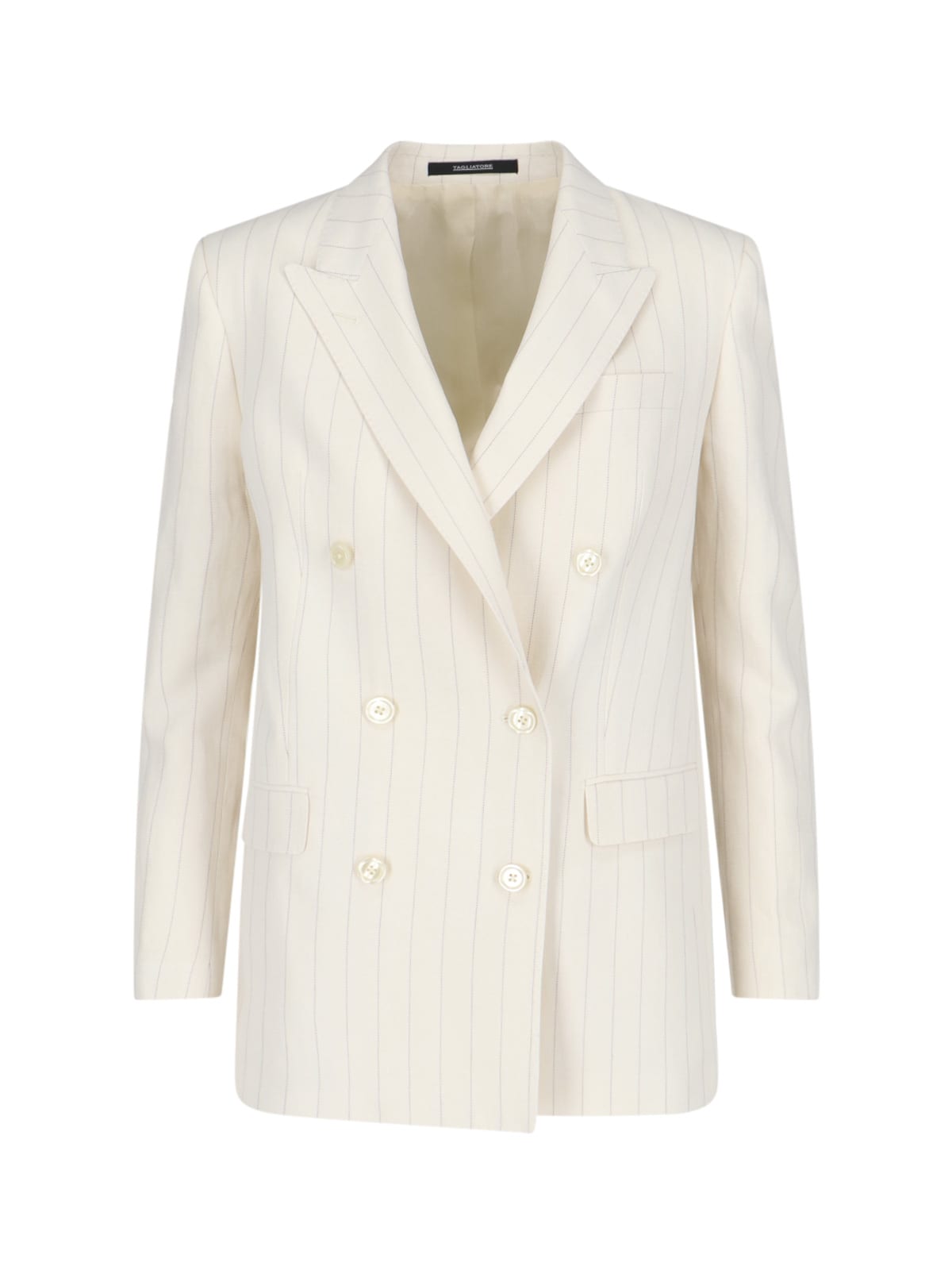 Shop Tagliatore Double-breasted Suit In White