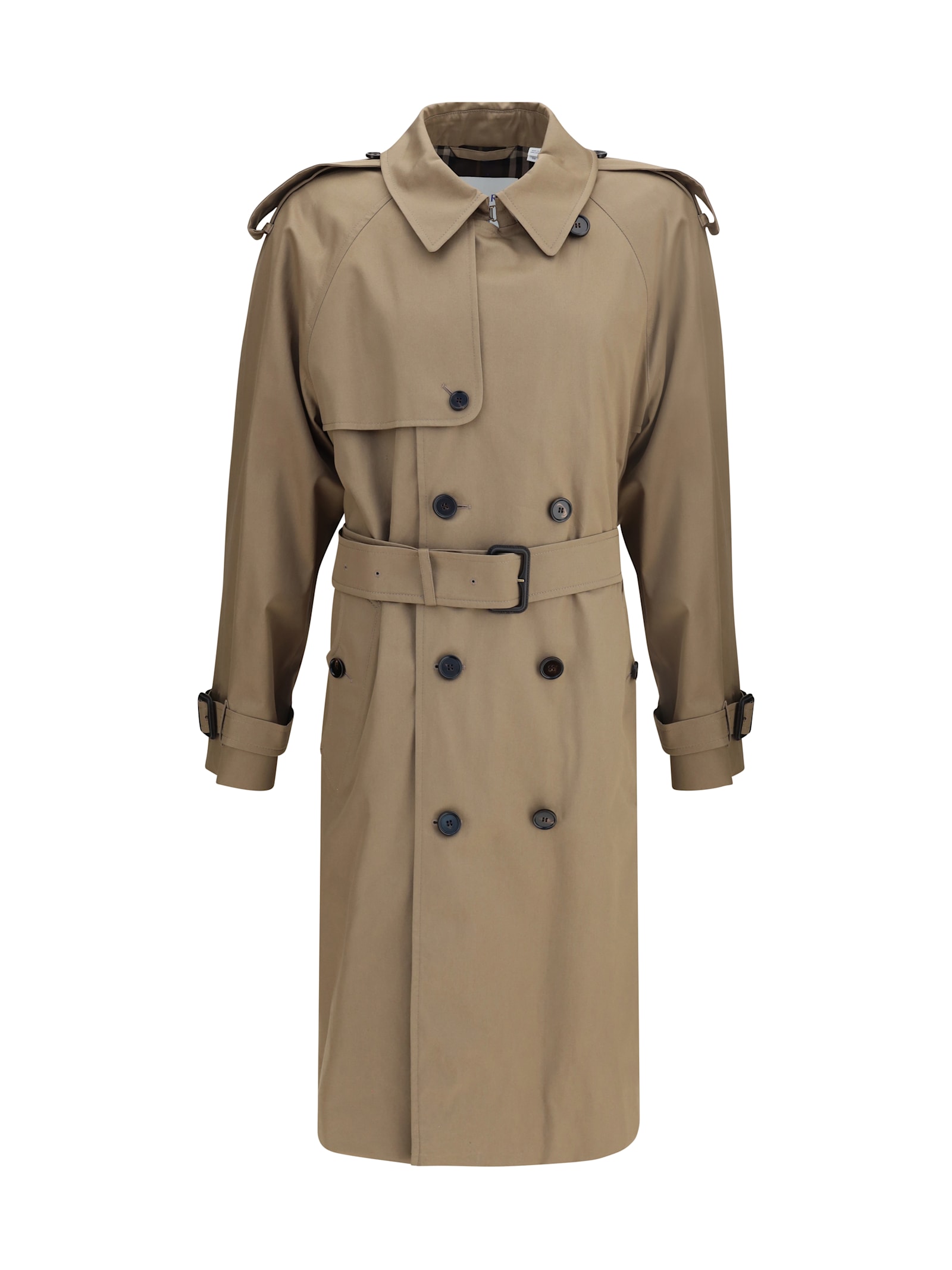 Burberry Long Double-breasted Trench Coat Beige In Brown