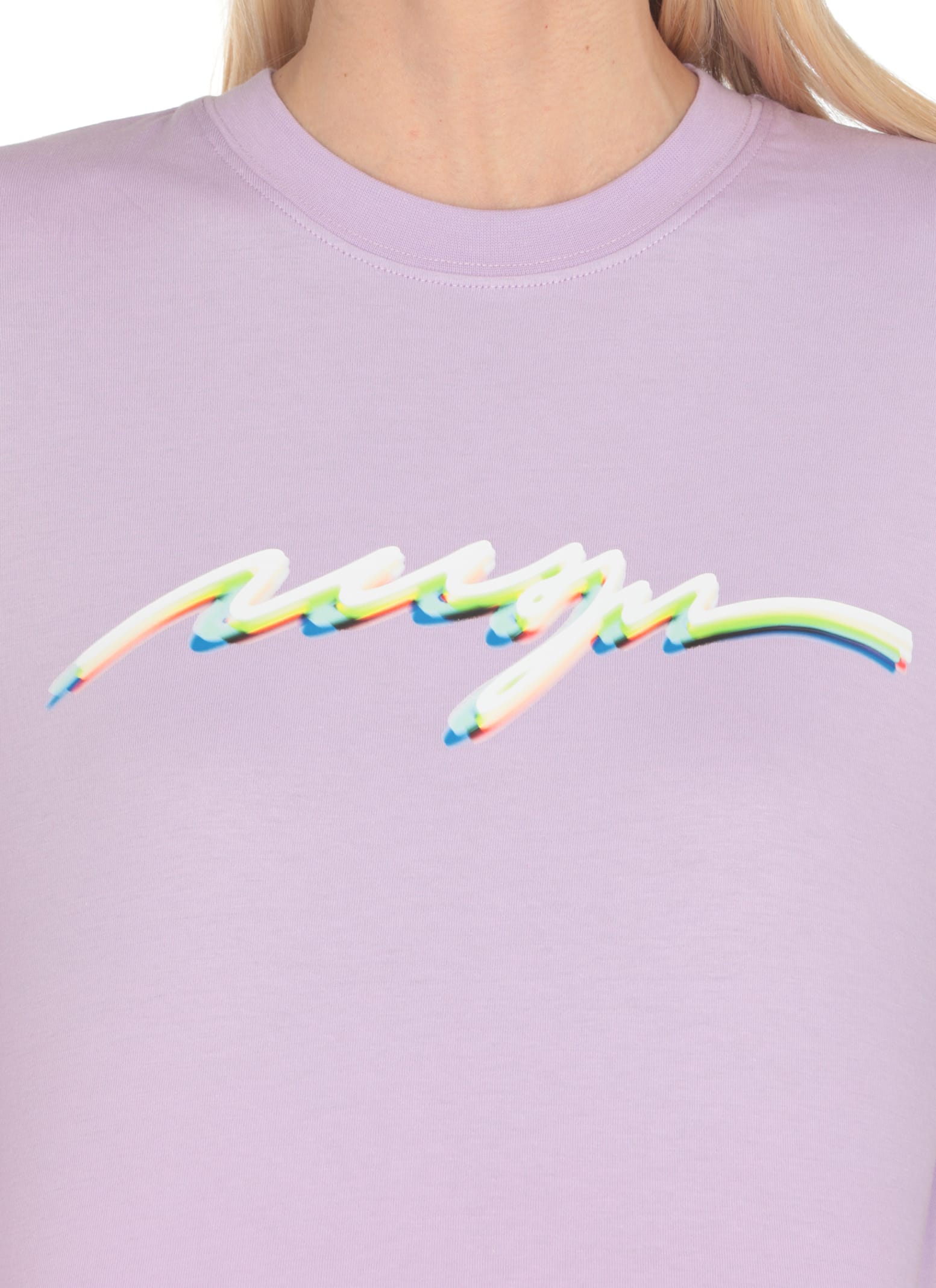 Shop Msgm T-shirt With Logo In Purple