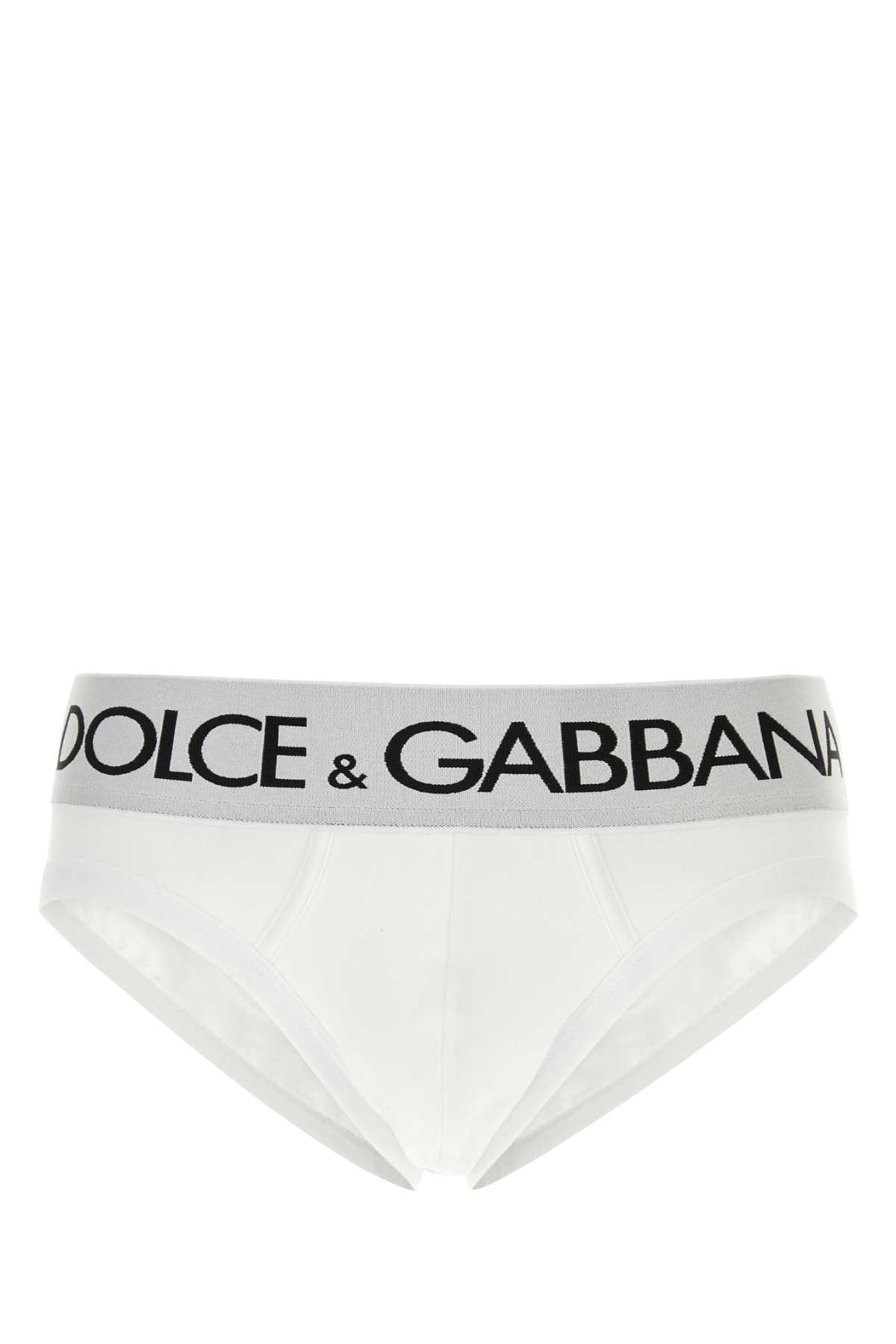 Shop Dolce & Gabbana White Stretch Cotton Brief In Biancoottico