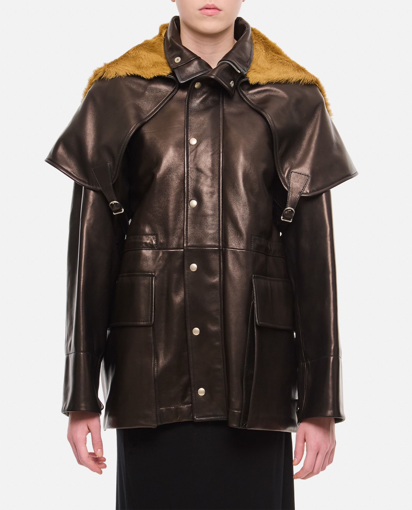 Padded Field Leather Jacket