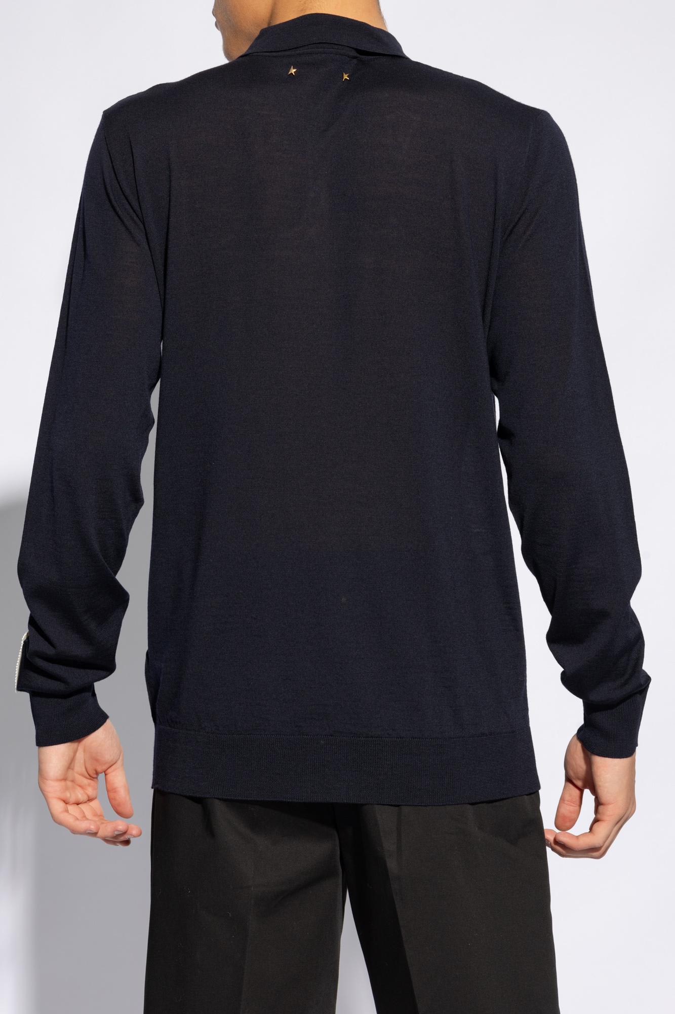 Shop Golden Goose Gregory Long-sleeved Polo Shirt In Blue