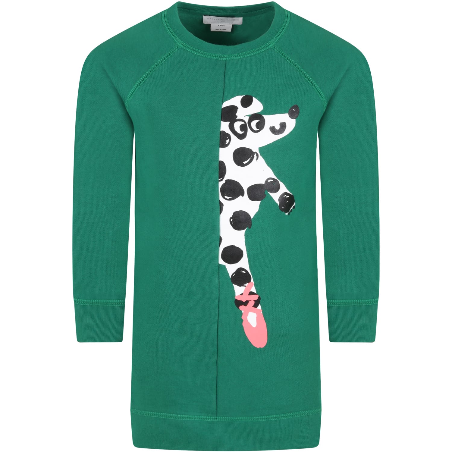 Stella McCartney Kids Green Dress For Girl With Dalmatian