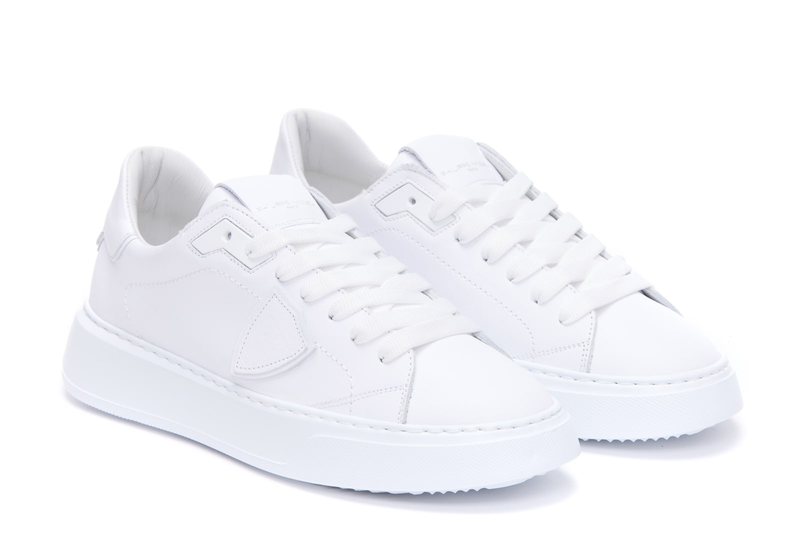 Philippe Model Temple Low Sneakers In Veau Blanc