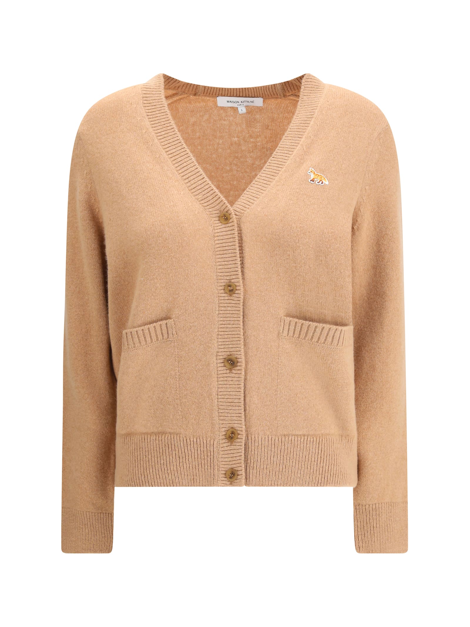 Maison Kitsuné Baby Fox Cardigan In Brown