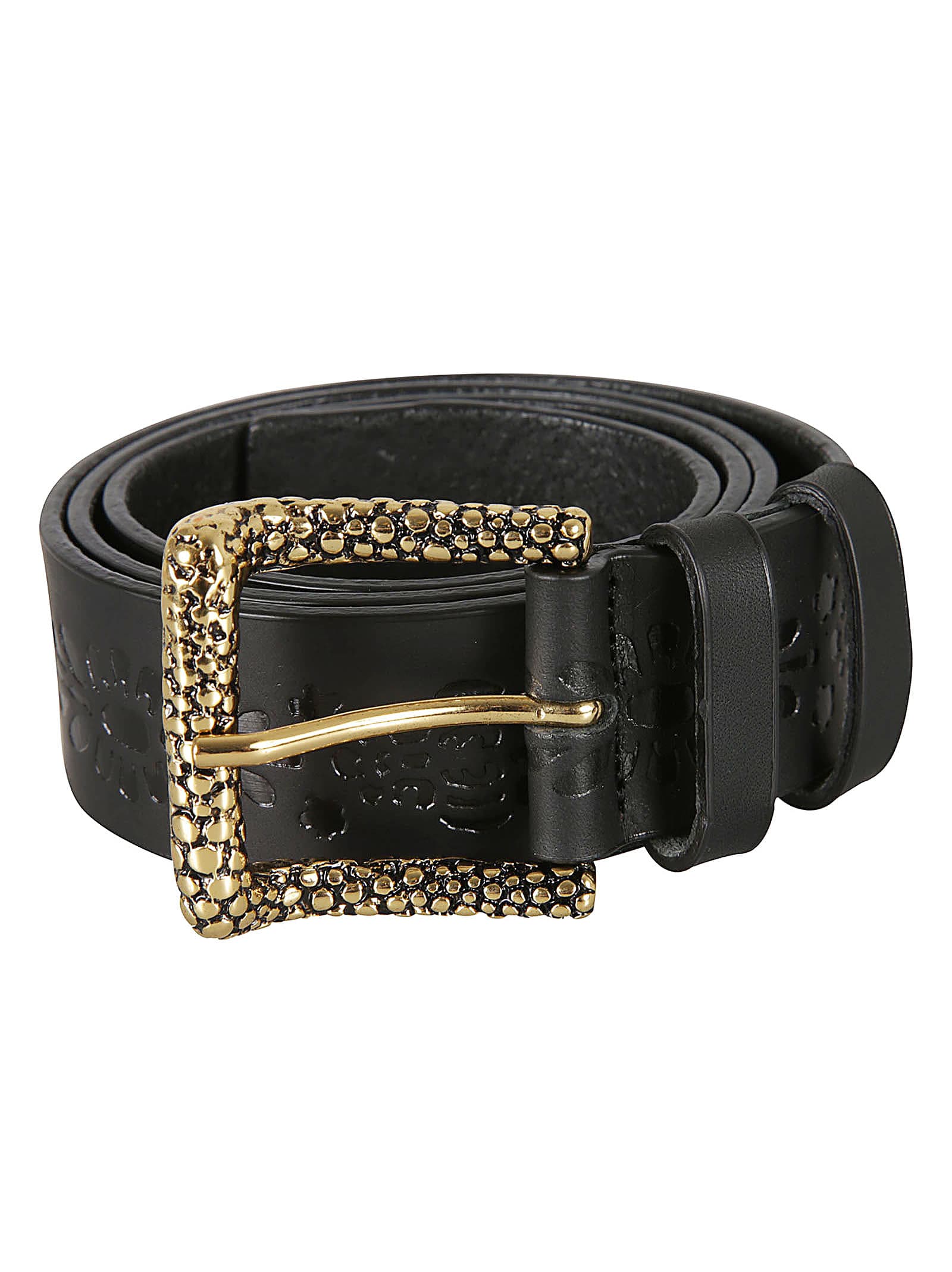 Shop Magda Butrym Pattern Detail Buckled Belt In Black