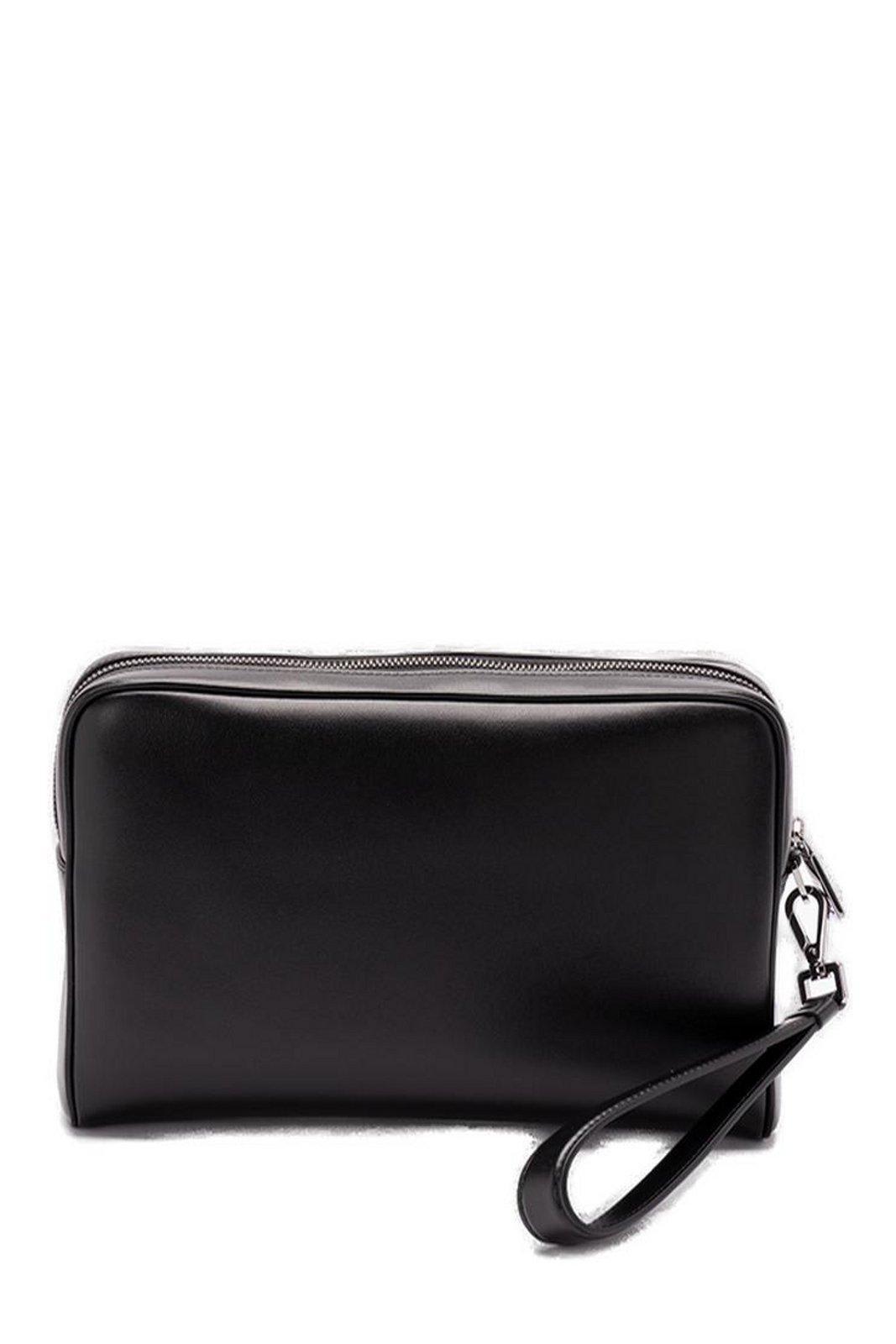 Dolce & Gabbana Branded Tag Zipped Pouch In Black