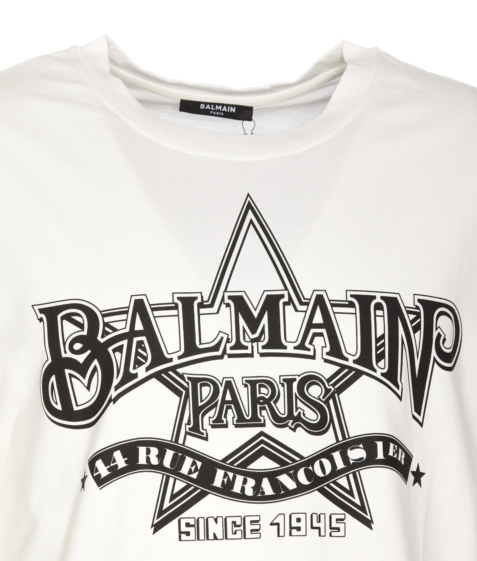 Shop Balmain Star Print Logo In White