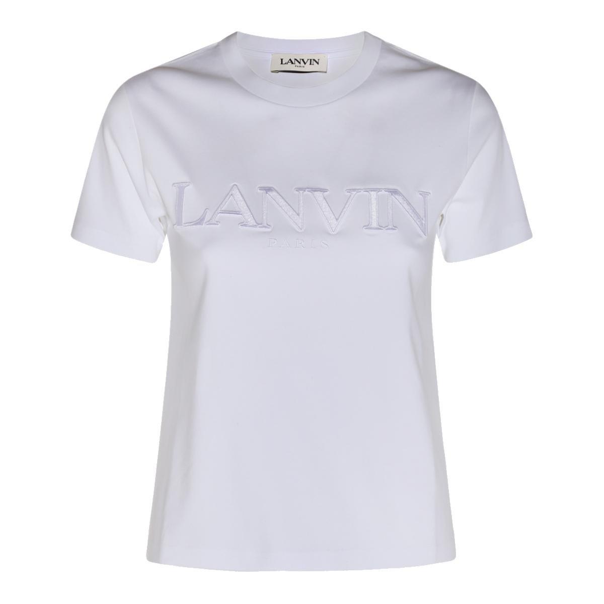 Shop Lanvin Logo Embroidered T-shirt In White